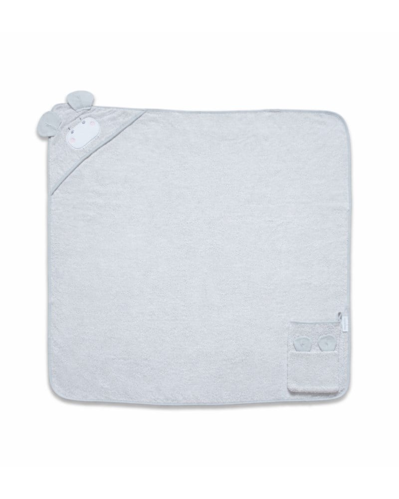 Üçgen Başlıklı Bebek Havlu Seti Bath Time Gri 90 x 90 cm