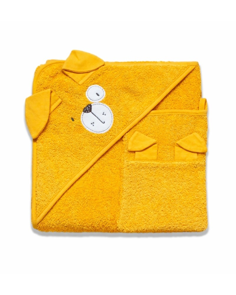 Üçgen Başlıklı Bebek Havlu Seti Bath Time Sarı 90 x 90 cm