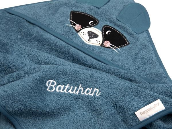 Üçgen Başlıklı Bebek Havlu Seti Bath Time Mavi 90 x 90 cm