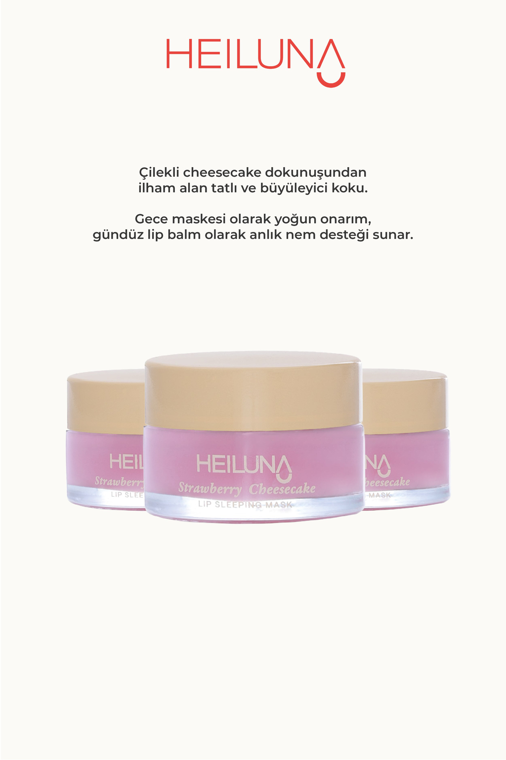 Çilekli Cheesecake Özlü Gece Dudak Maskesi 20g | E Vitamini, Shea Yağı Besleyici Bakım