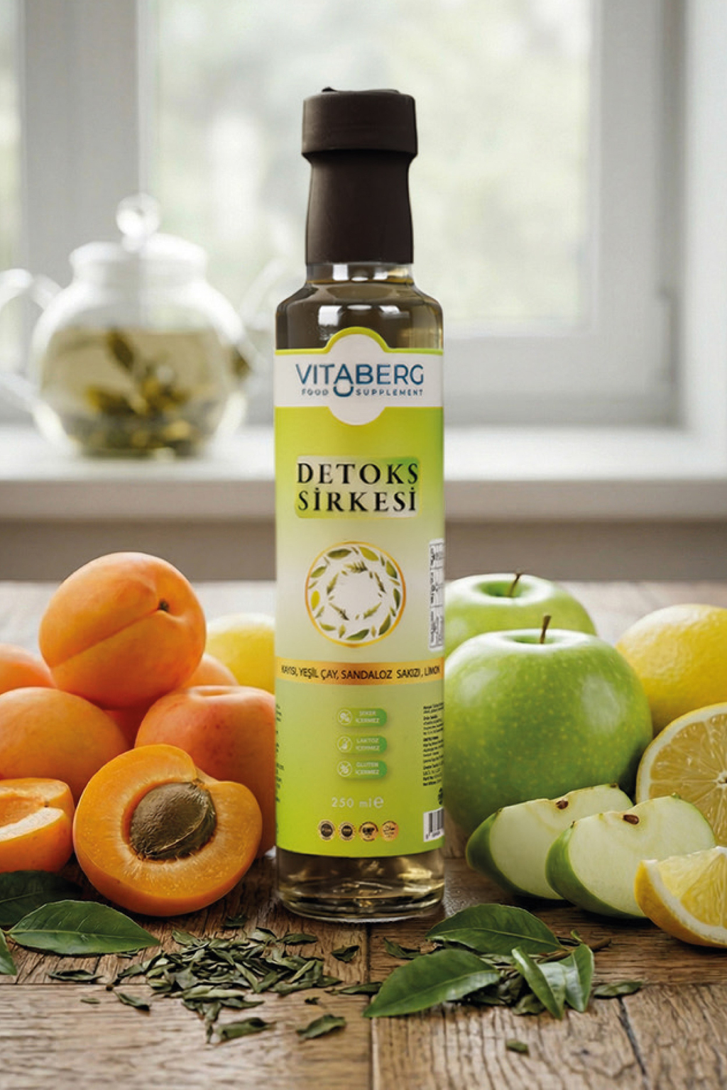 Detoks Sirkesi | Kayısı, Yeşil Çay ve Bitkisel Ekstrakt İçeren Karışım 250 ml