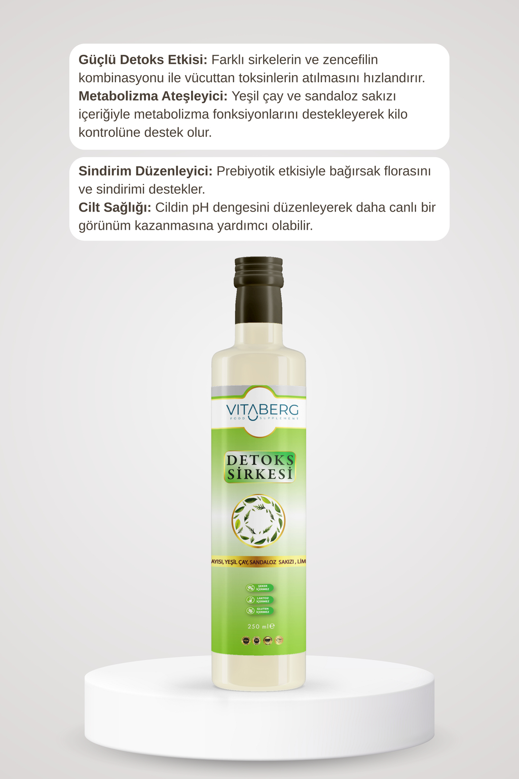 Detoks Sirkesi | Kayısı, Yeşil Çay ve Bitkisel Ekstrakt İçeren Karışım 250 ml