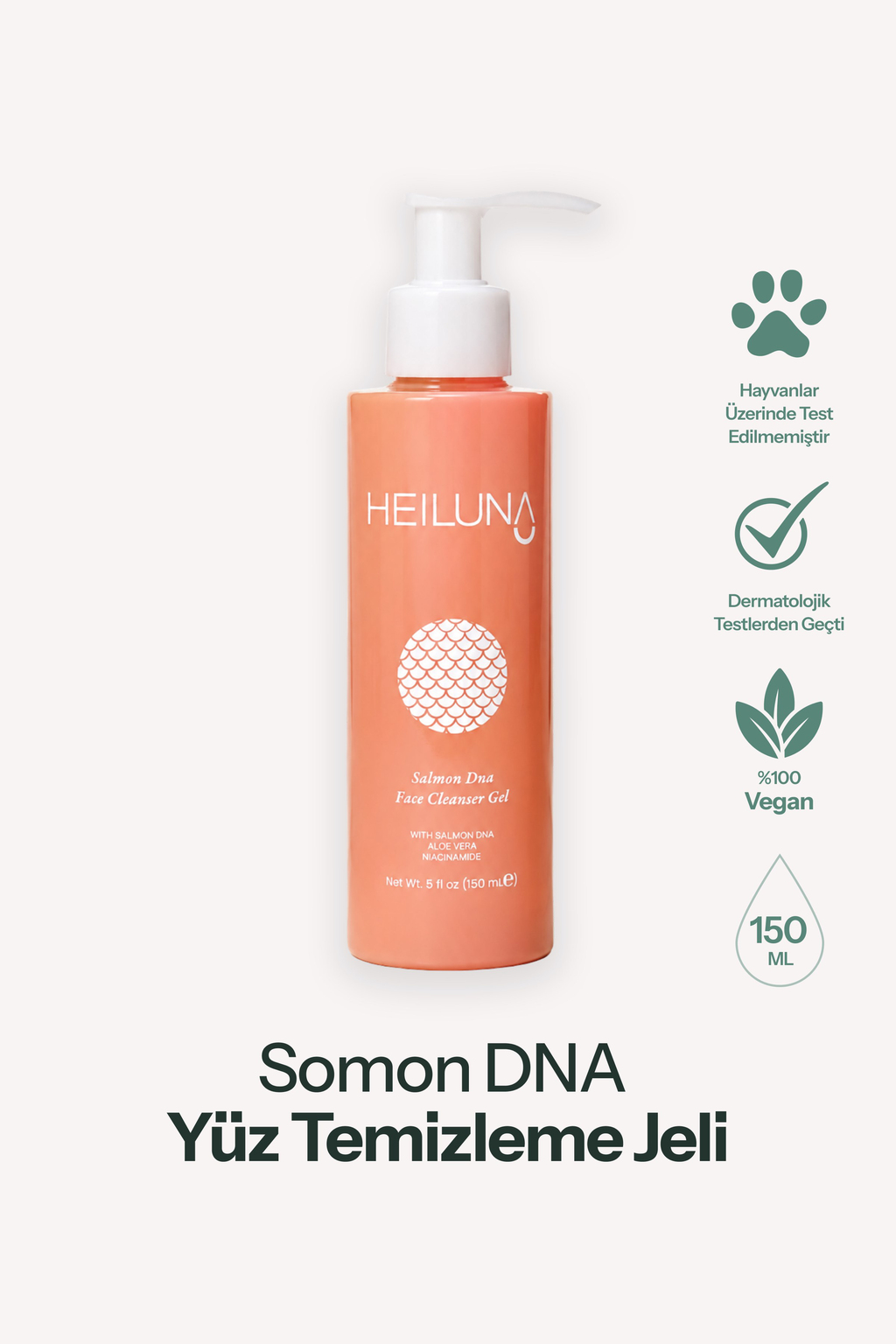 Heiluna Somon DNA Yüz Temizleme Jeli | Aloe Vera & Niasinamid | 150 ml