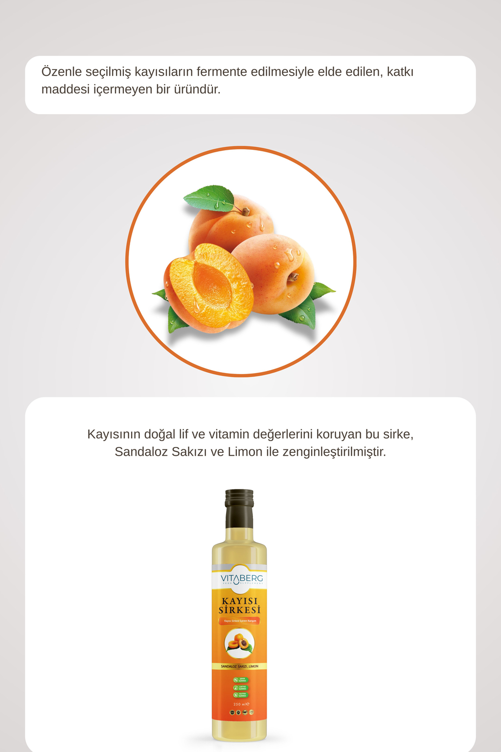 Kayısı Sirkesi | Sandaloz Sakızı ve Limon Ekstrakt İçeren Karışım 250 ml