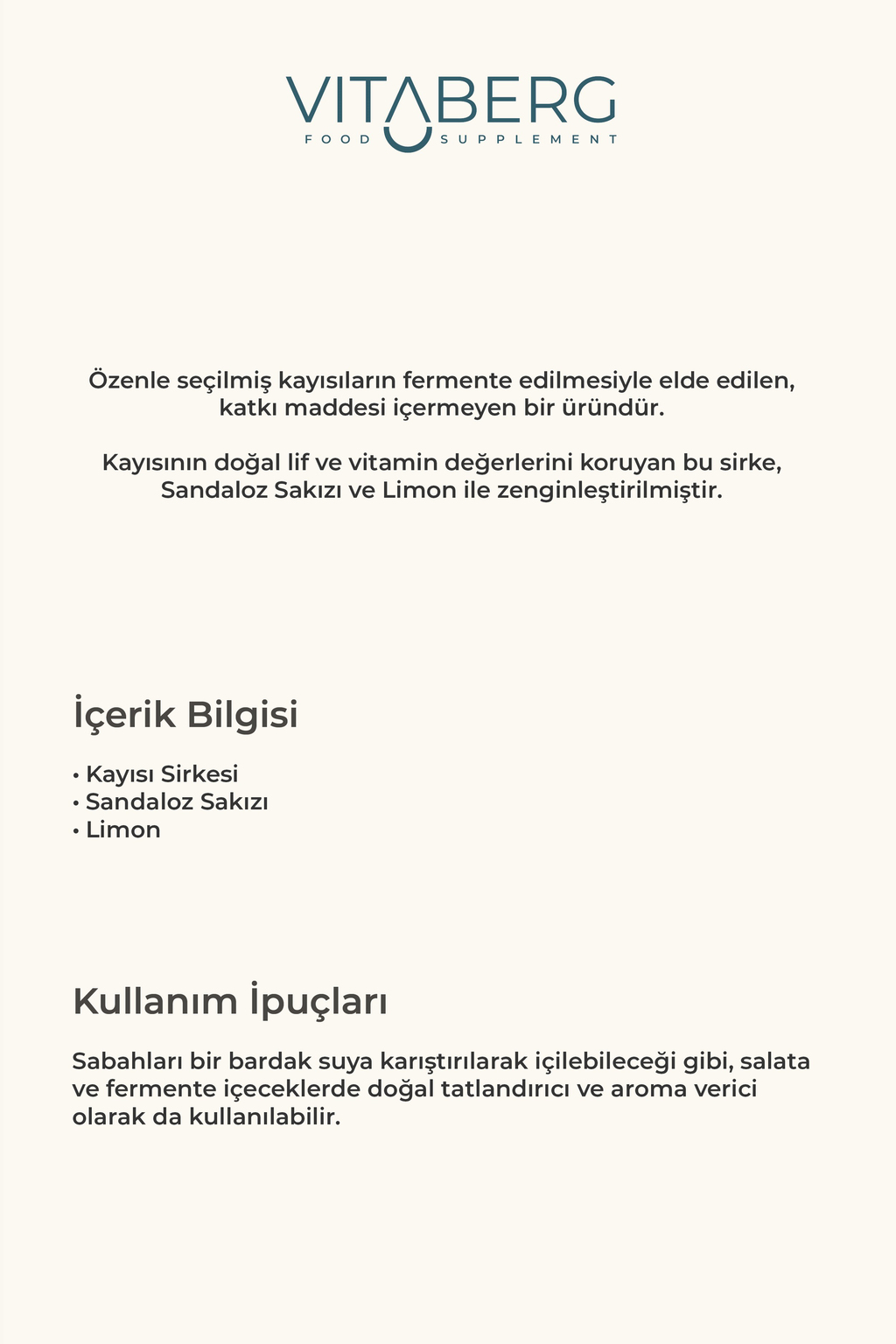Kayısı Sirkesi | Sandaloz Sakızı ve Limon Ekstrakt İçeren Karışım 250 ml