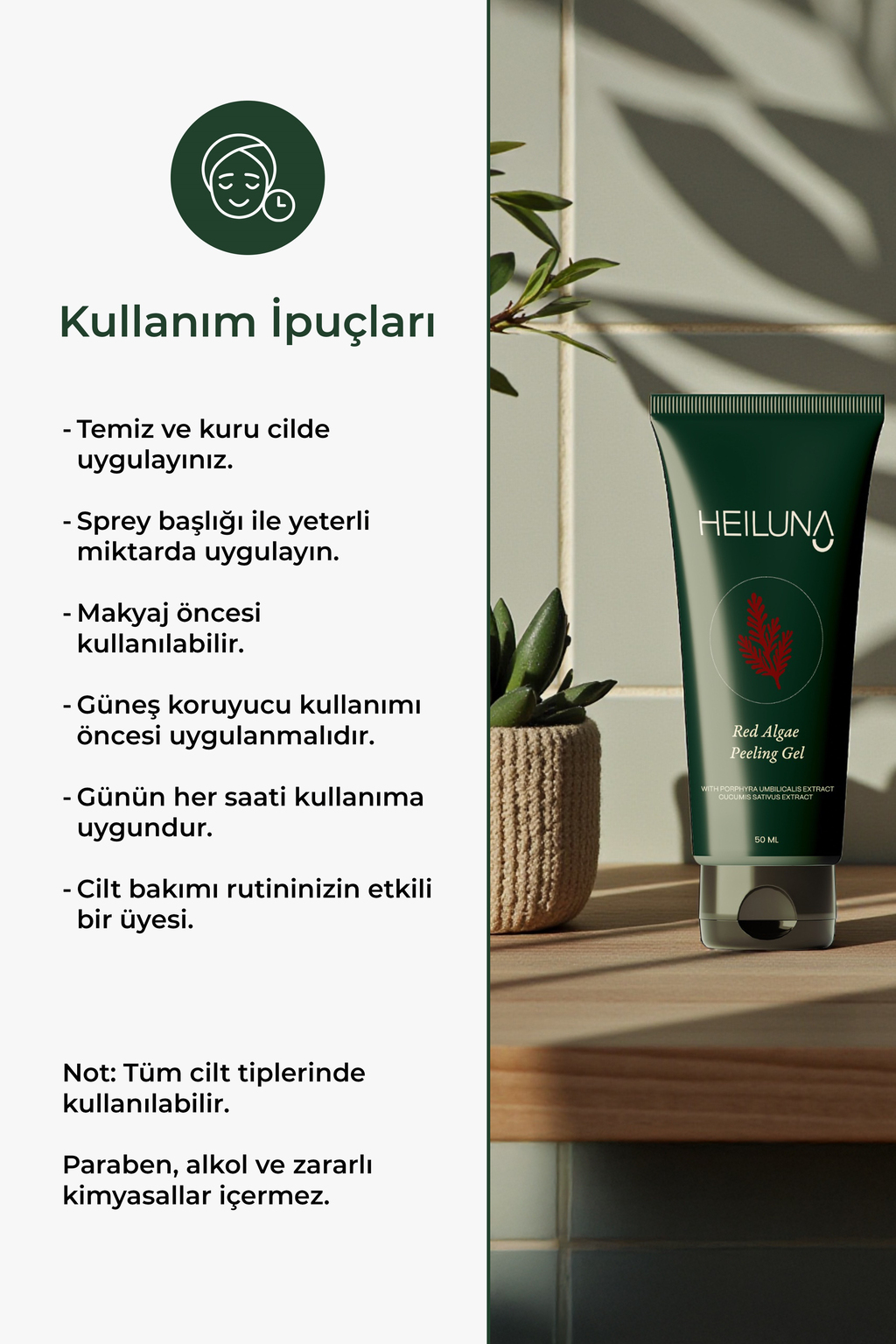 Kırmızı Alg Peeling Jel 50 ml | Aloe Vera ve Salatalık Ekstresi İçeren Nazik Arındırıcı