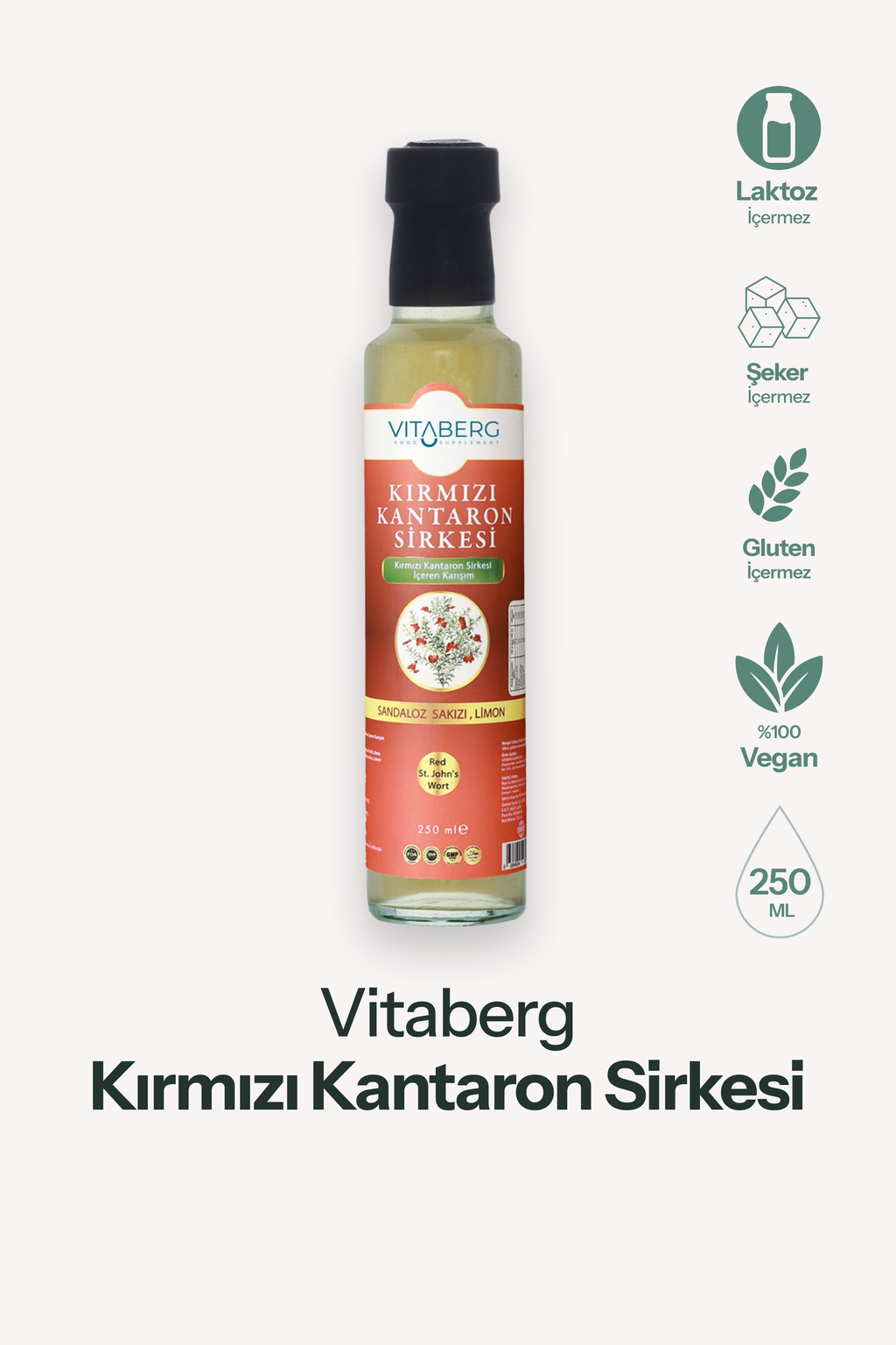 Kırmızı Kantaron Sirkesi  | Elma ve Bitkisel Ekstrakt İçeren Karışım 250 ml