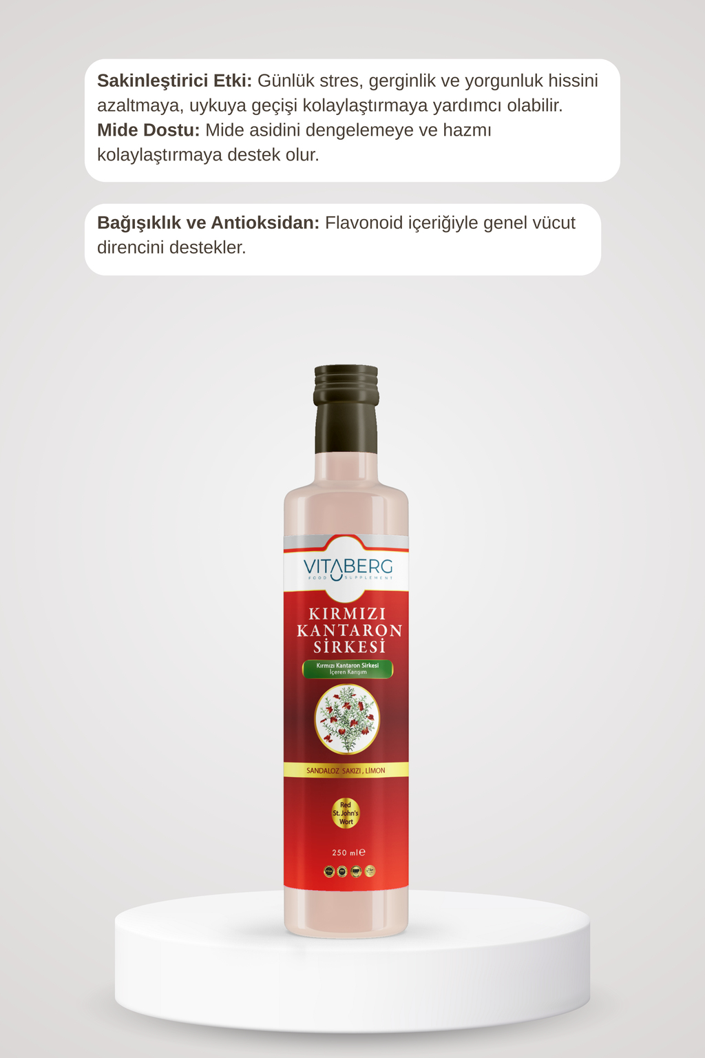 Kırmızı Kantaron Sirkesi  | Elma ve Bitkisel Ekstrakt İçeren Karışım 250 ml