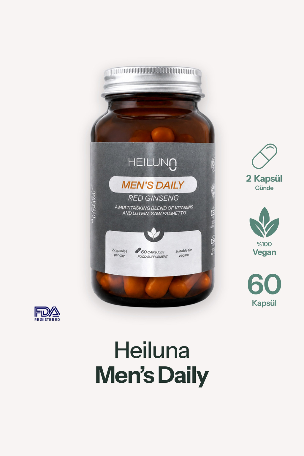 Men’s Daily Multivitamin 60 Kapsül – Red Ginseng, Likopen & Saw Palmetto