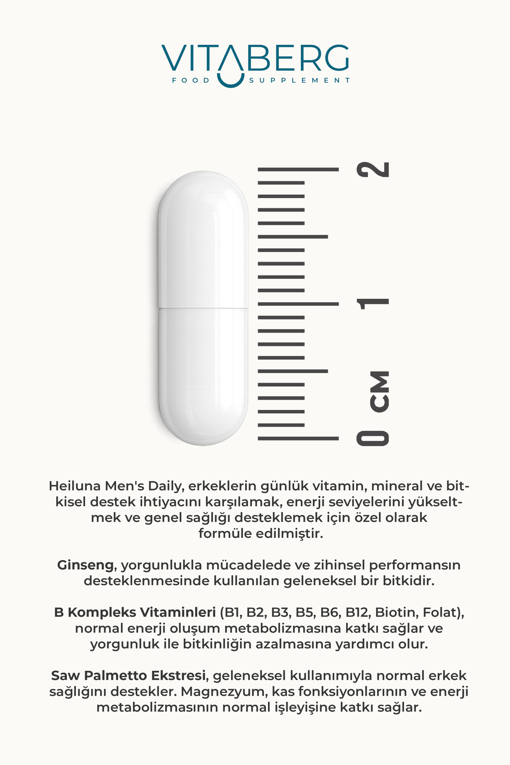 Mens Daily Multivitamin 60 Kapsül – Red Ginseng, Likopen & Saw Palmetto