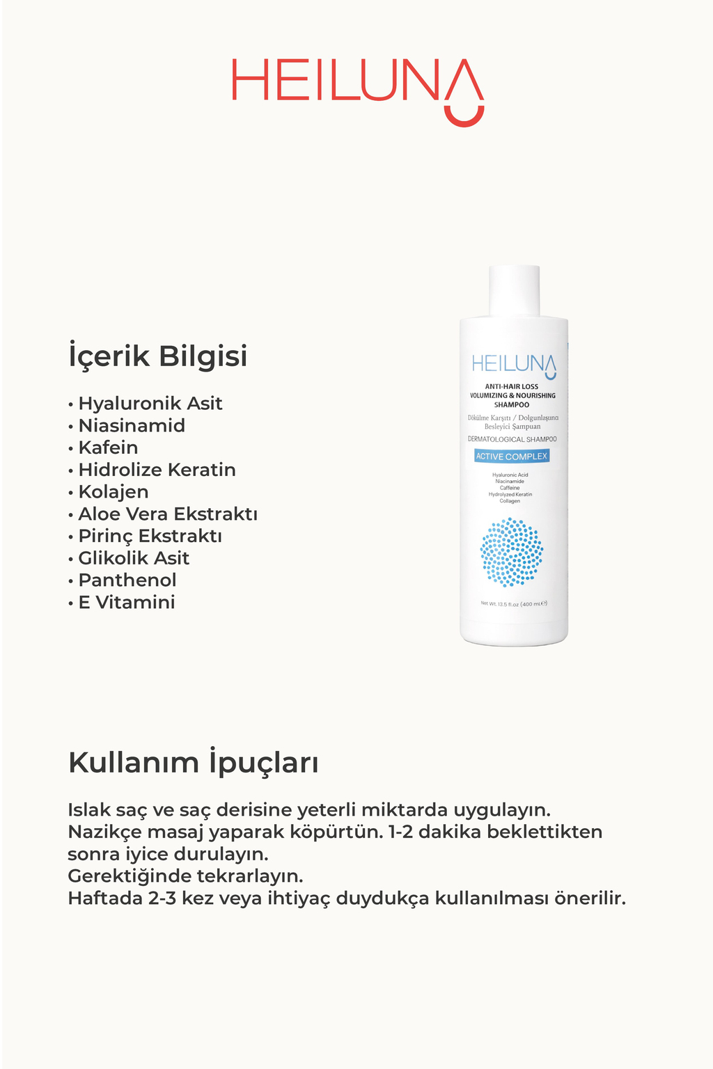 Saç Dökülme Karşıtı Şampuan Kolajen ve Keratin Destekli 400 ml
