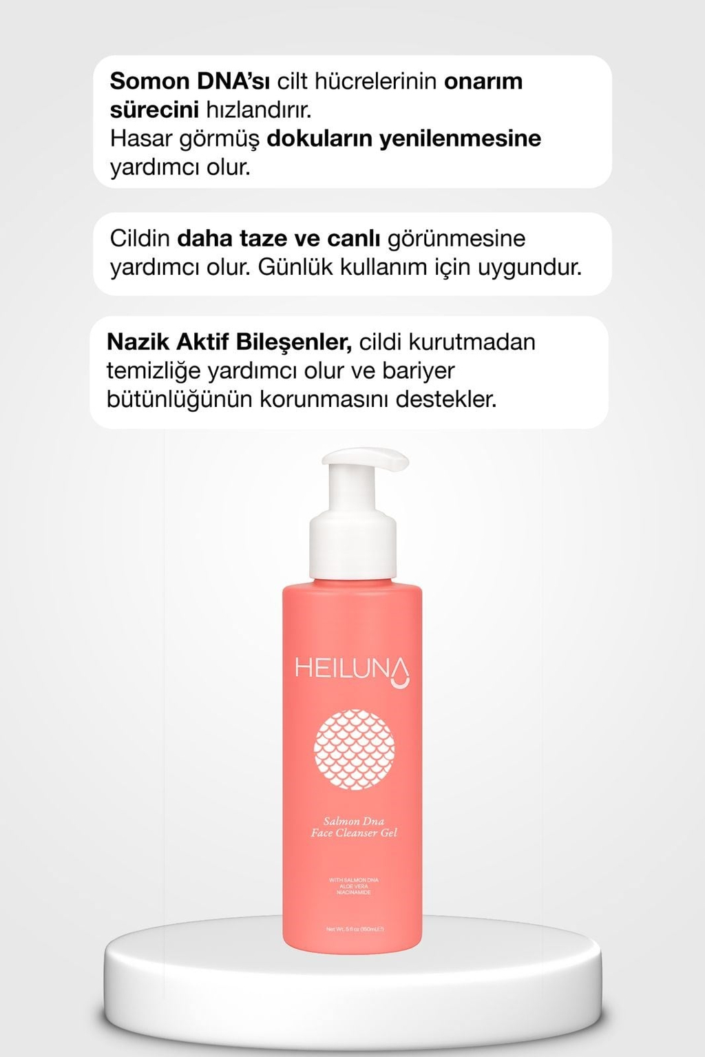 Somon DNA Yüz Temizleme Jeli | Aloe Vera & Niasinamid | 150 ml