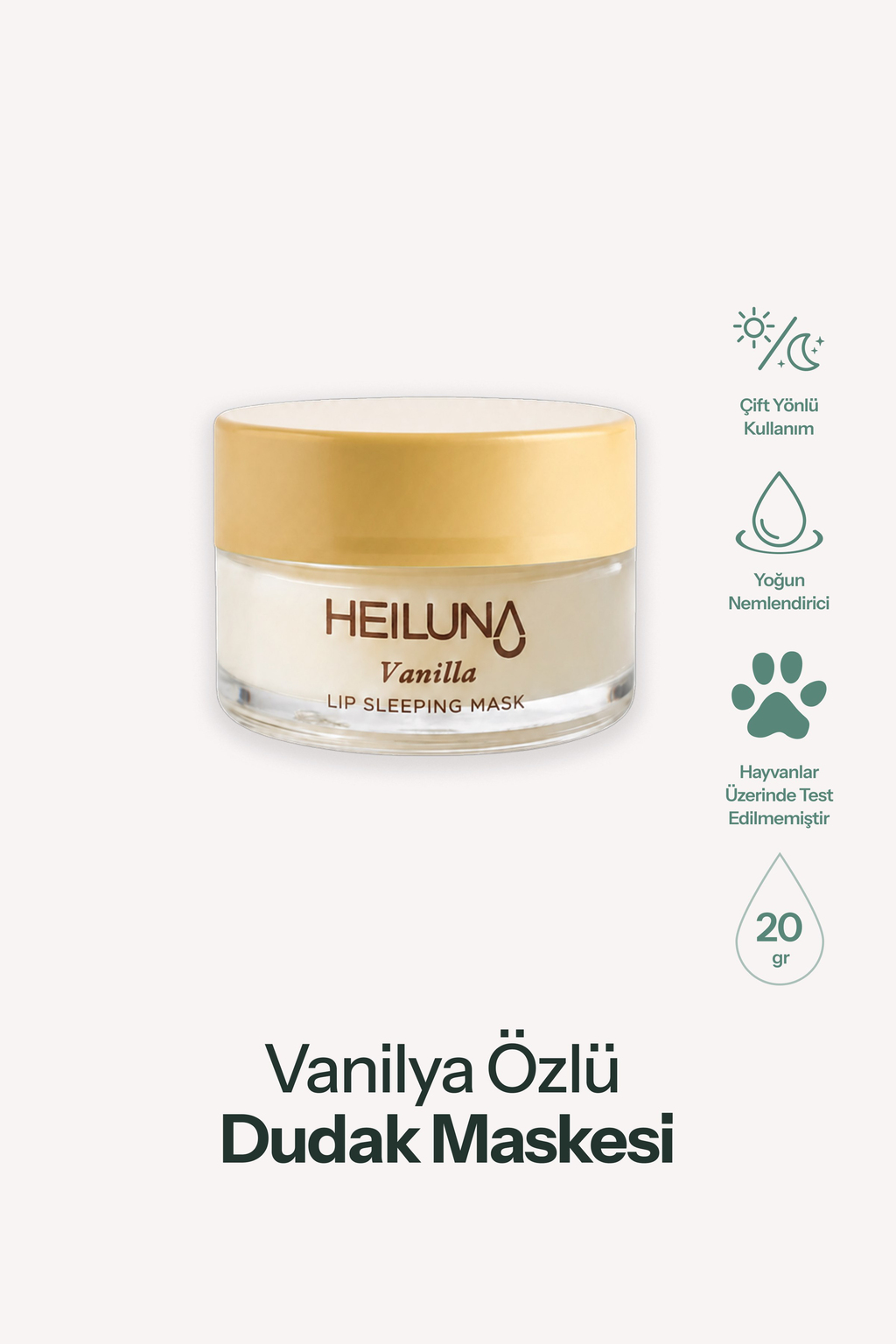 Vanilya Özlü Gece Dudak Maskesi 20g | E Vitamini, Shea Yağı Besleyici Bakım