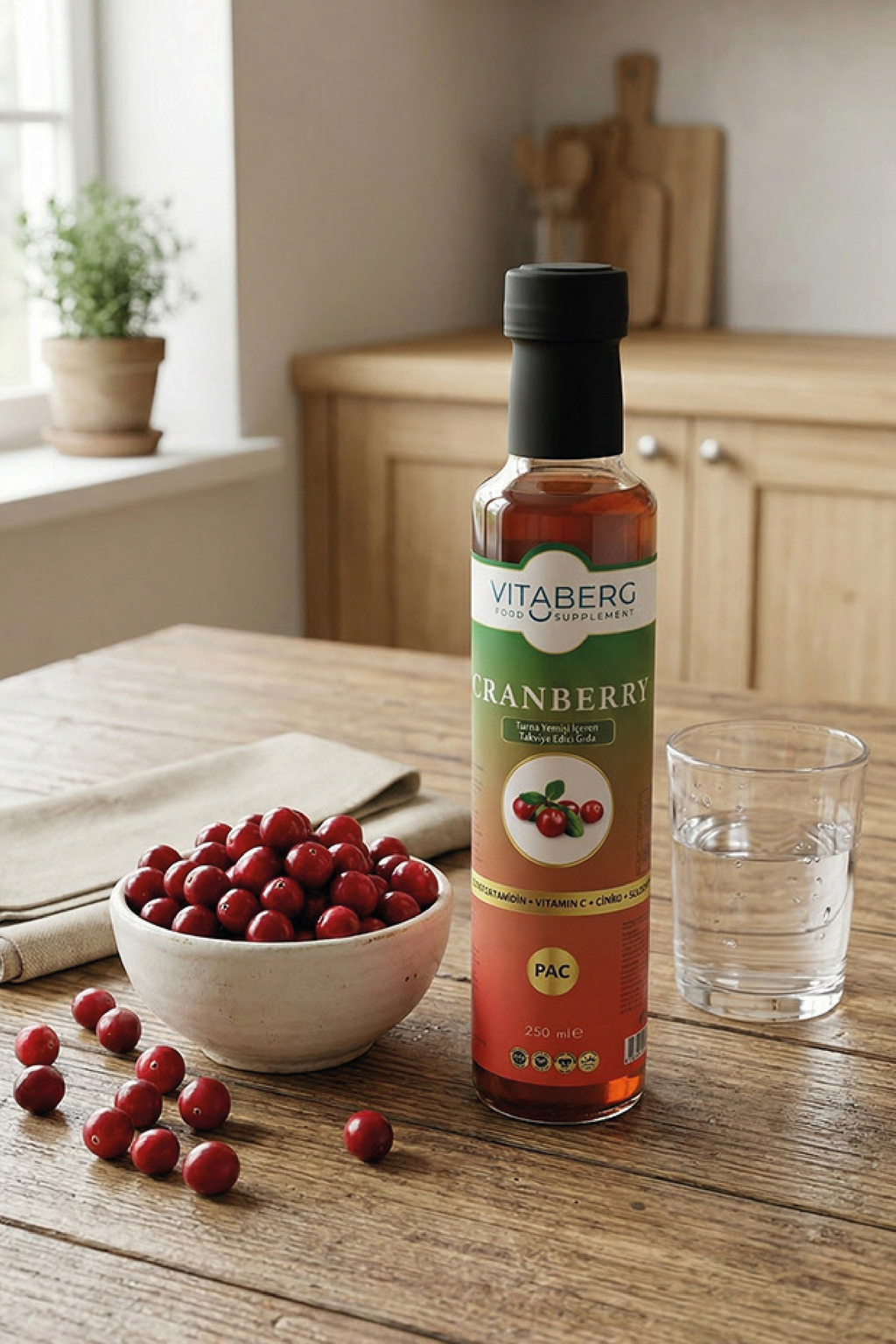 Vitaberg Cranberry Extract Sıvı Takviye | Vitamin C, Çinko, Selenyum İçeren Formül