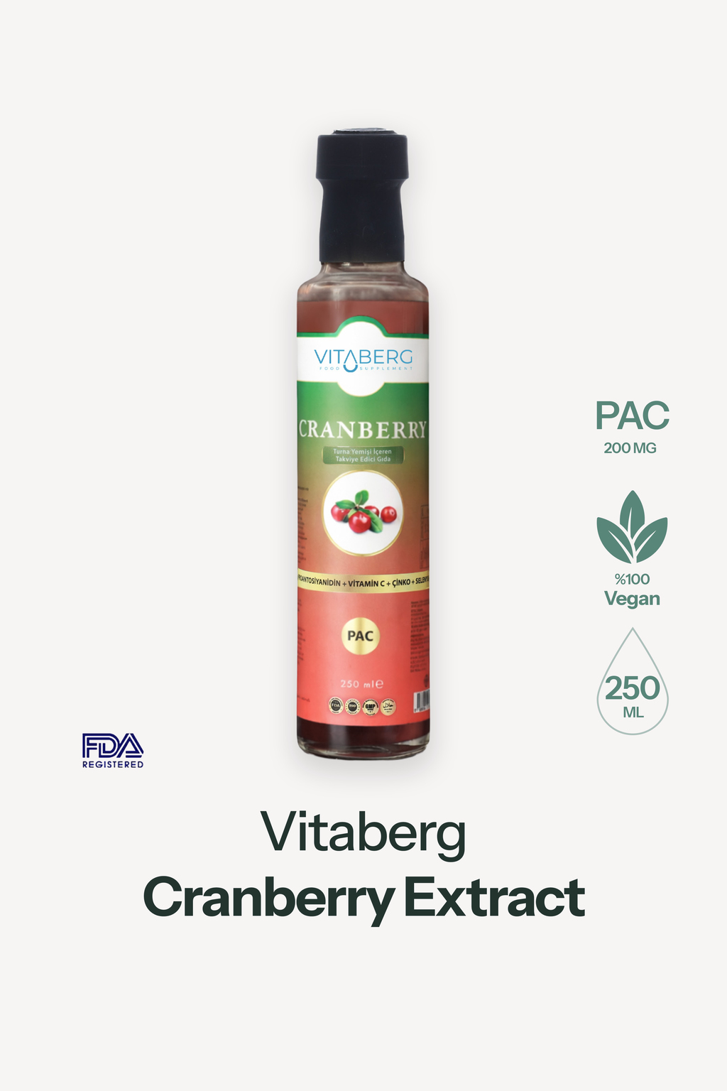 Cranberry Extract Sıvı Takviye | Vitamin C, Çinko, Selenyum İçeren Formül