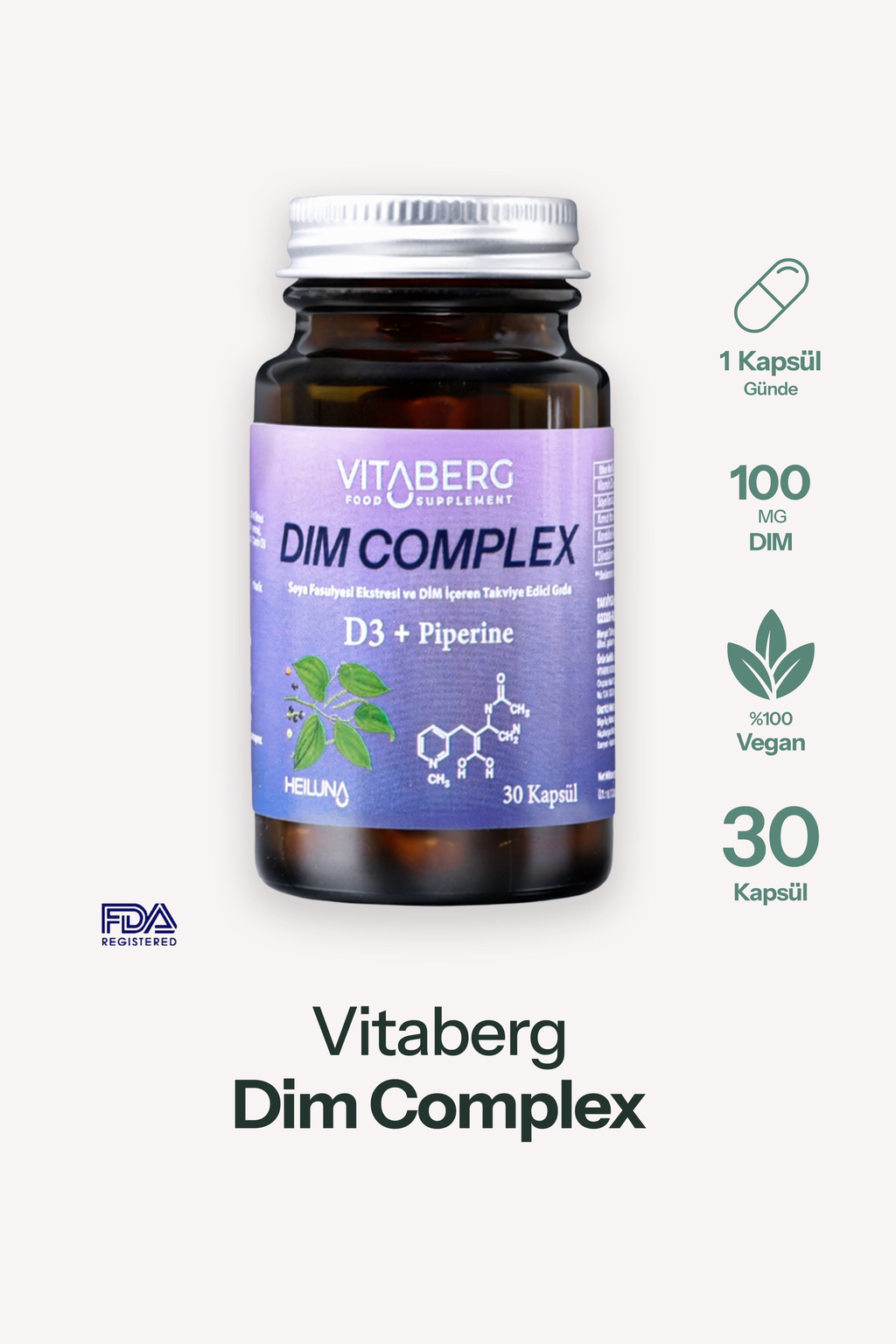 Dim Complex 30 Kapsül – DIM 100 mg, D3 ve Bitkisel Ekstreler İçeren Takviye Edici Gıda