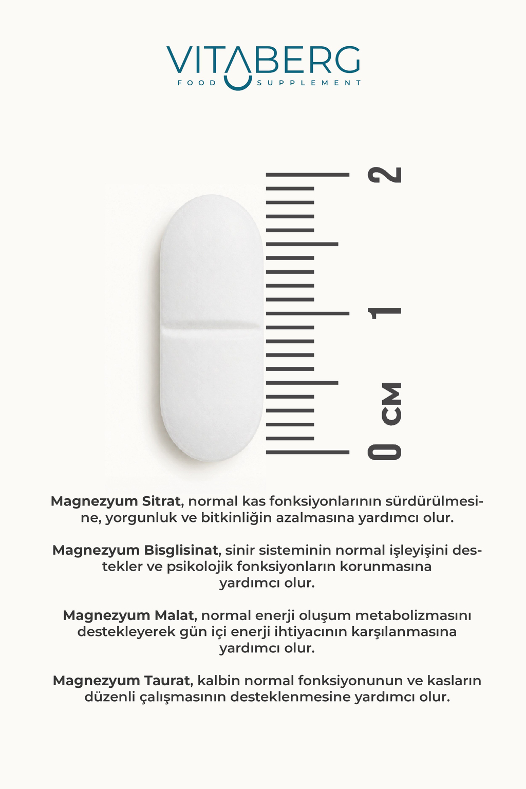 Vitaberg Magnezyum | Bisglisinat, Taurat, Sitrat, Malat + K2, B6, Bor, Selenyum