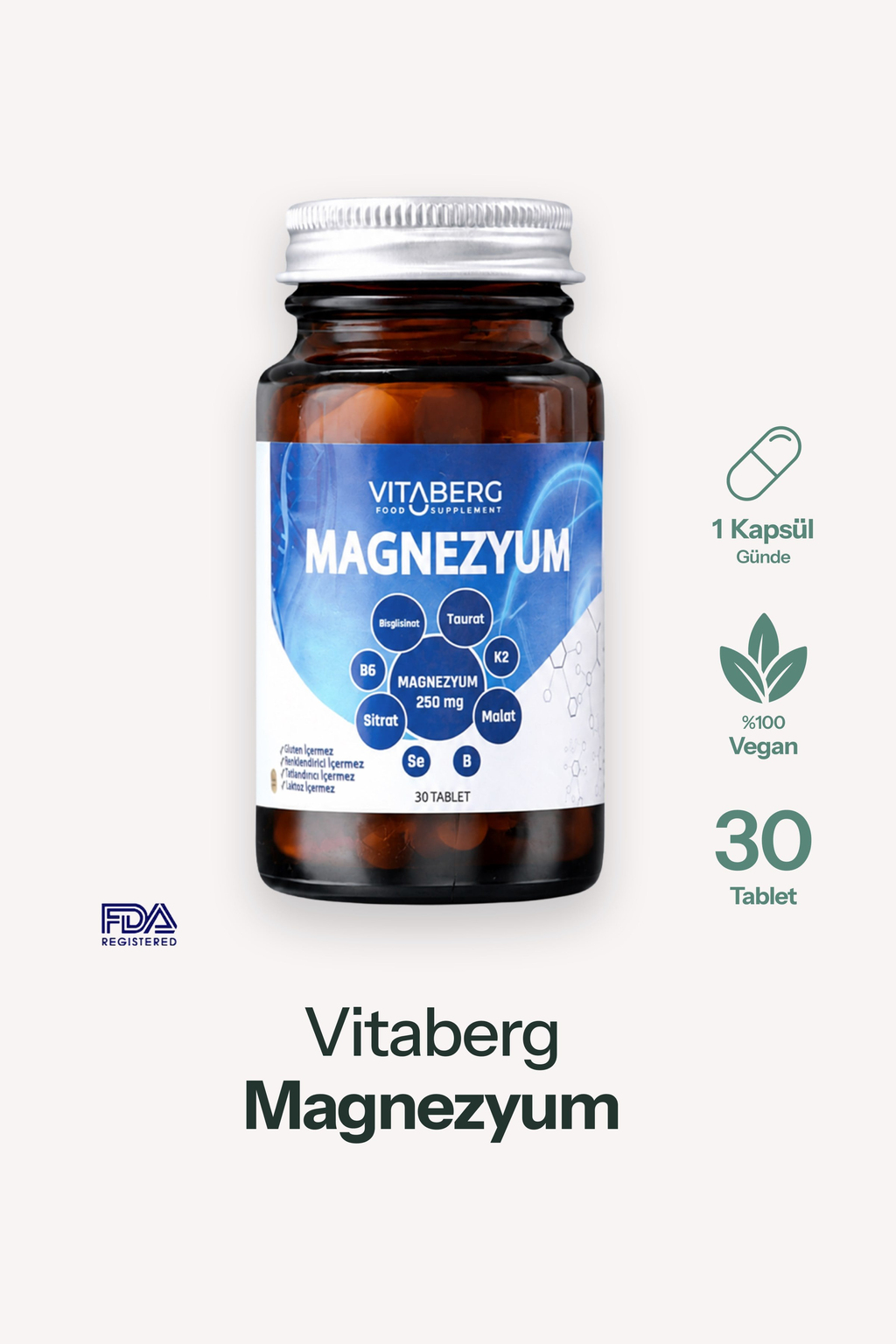 Magnezyum Compleks | Bisglisinat, Taurat, Sitrat, Malat + K2, B6, Bor, Selenyum