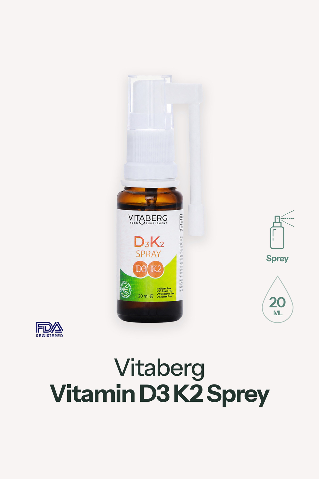 Vitaberg Vitamin D3 K2 Sprey | Günlük Kemik ve Bağışıklık Desteği