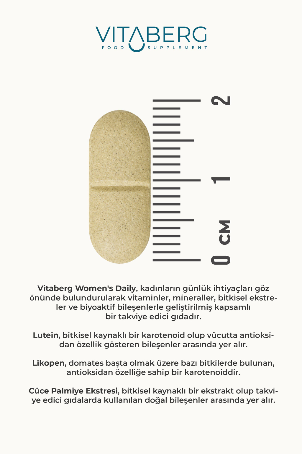 Vitaberg Womens Daily Multivitamin Tablet | B Vitaminleri, Beta Glukan, Lutein ve Likopen