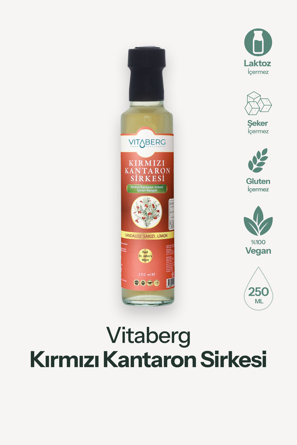 Kırmızı Kantaron Sirkesi  | Elma ve Bitkisel Ekstrakt İçeren Karışım 250 ml