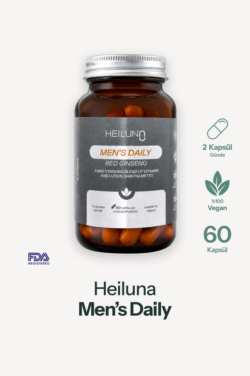 Men’s Daily Multivitamin 60 Kapsül – Red Ginseng, Likopen & Saw Palmetto