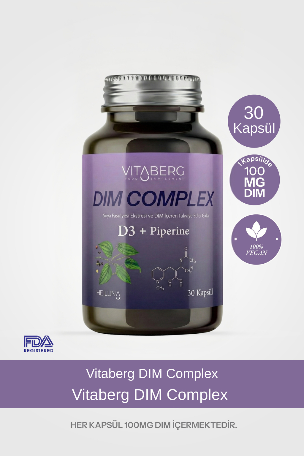 Dim Complex 30 Kapsül – DIM 100 mg, D3 ve Bitkisel Ekstreler İçeren Takviye Edici Gıda