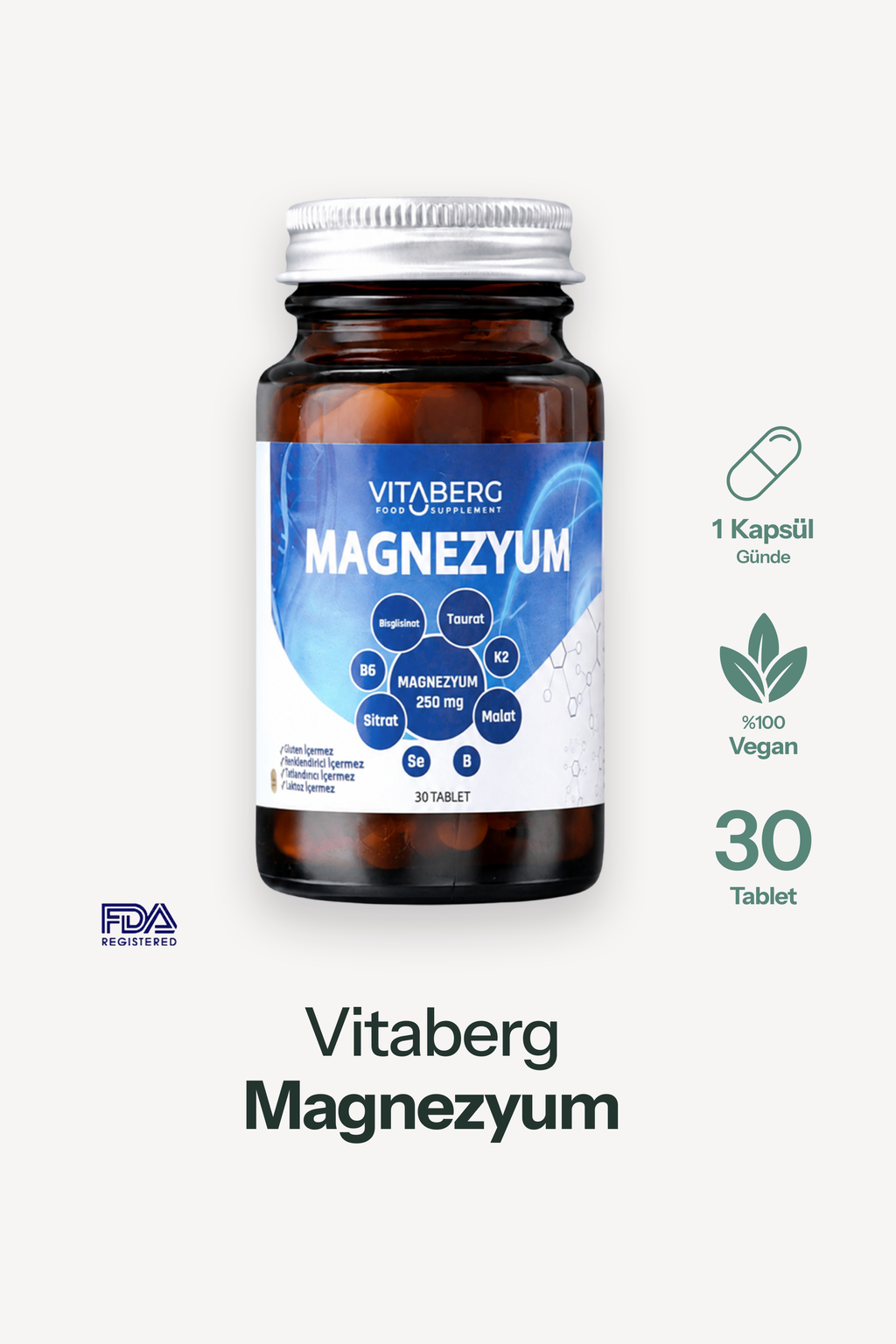Magnezyum Compleks | Bisglisinat, Taurat, Sitrat, Malat + K2, B6, Bor, Selenyum