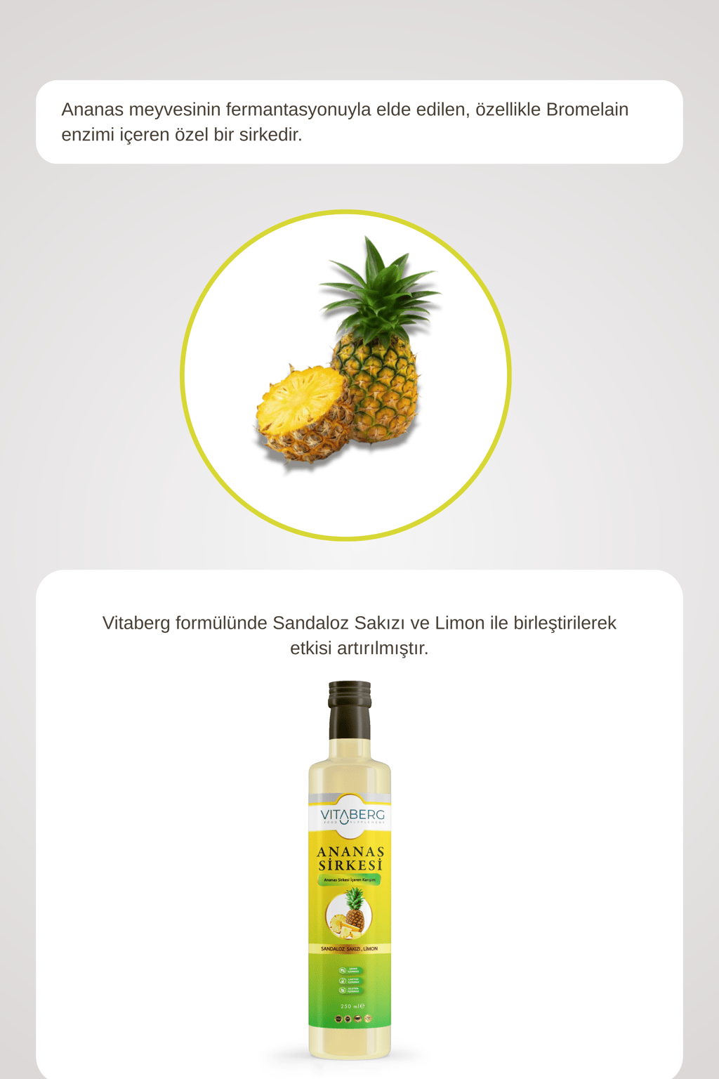 Ananas Sirkesi | Sandaloz Sakızı ve Limon Ekstrakt İçeren Karışım 250 ml