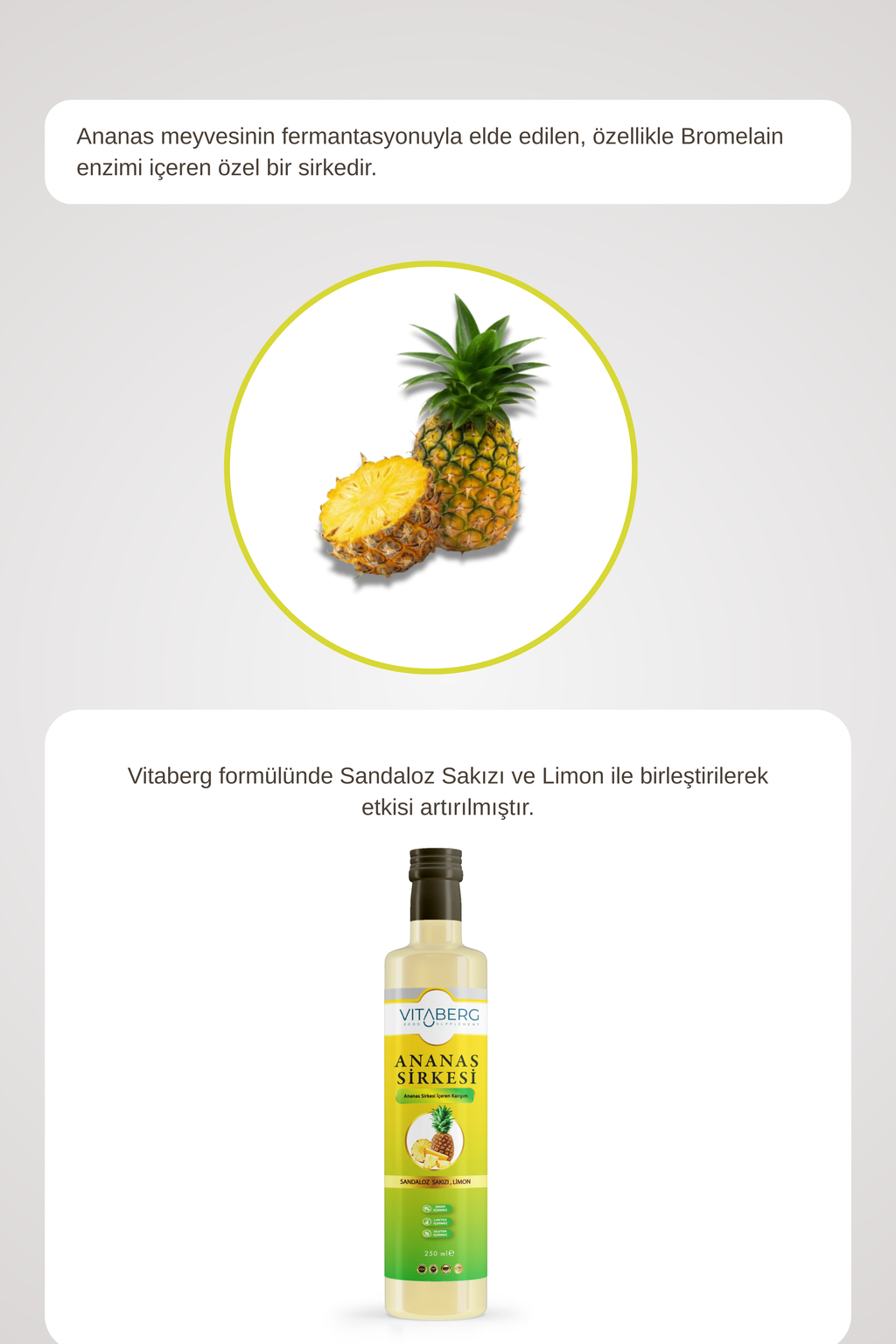 Ananas Sirkesi | Sandaloz Sakızı ve Limon Ekstrakt İçeren Karışım 250 ml
