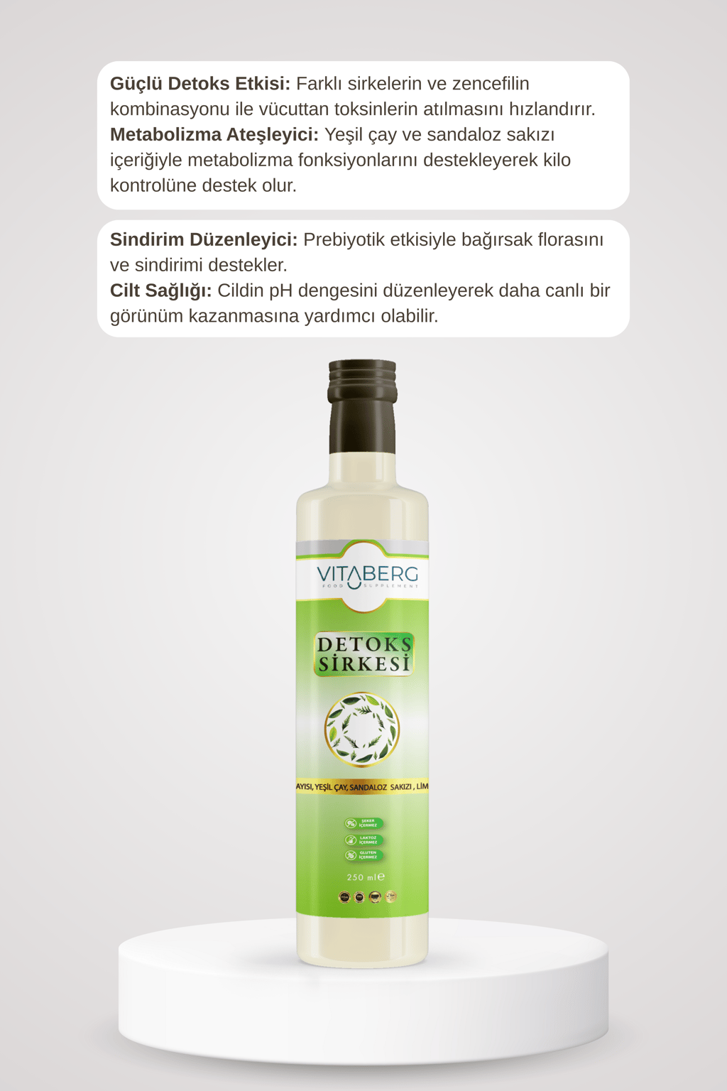 Detoks Sirkesi | Kayısı, Yeşil Çay ve Bitkisel Ekstrakt İçeren Karışım 250 ml