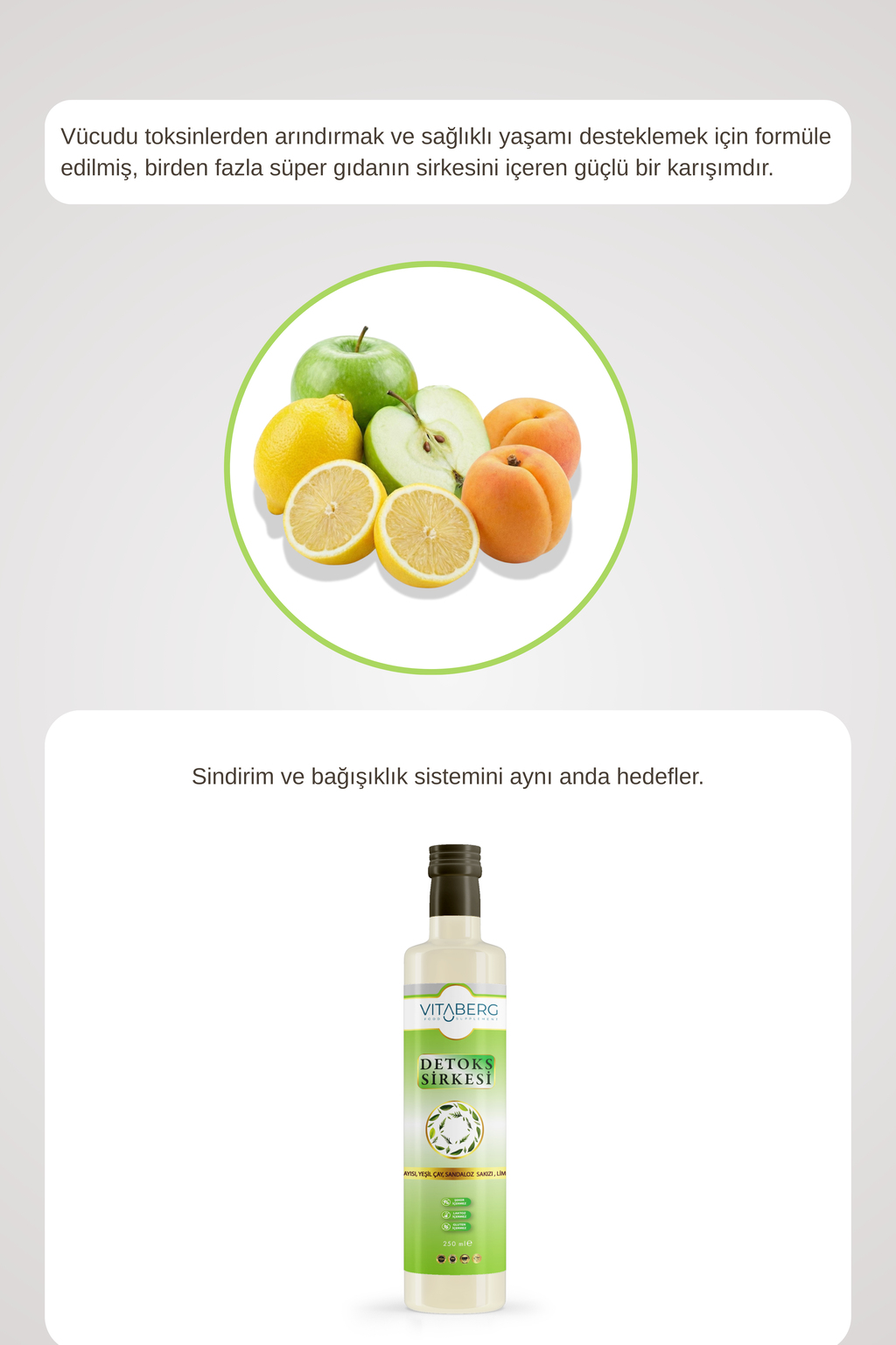 Detoks Sirkesi | Kayısı, Yeşil Çay ve Bitkisel Ekstrakt İçeren Karışım 250 ml