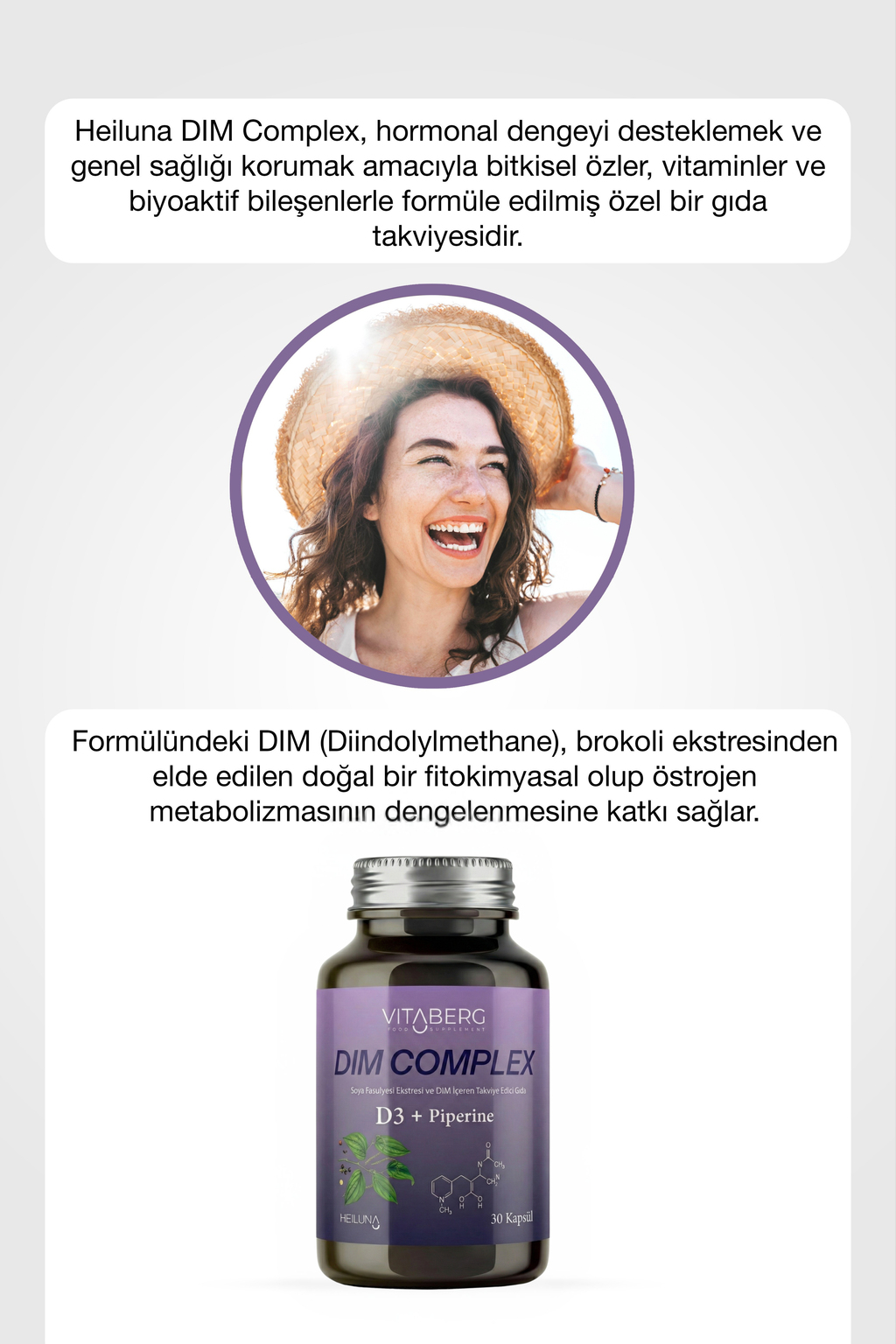 Dim Complex 30 Kapsül – DIM 100 mg, D3 ve Bitkisel Ekstreler İçeren Takviye Edici Gıda
