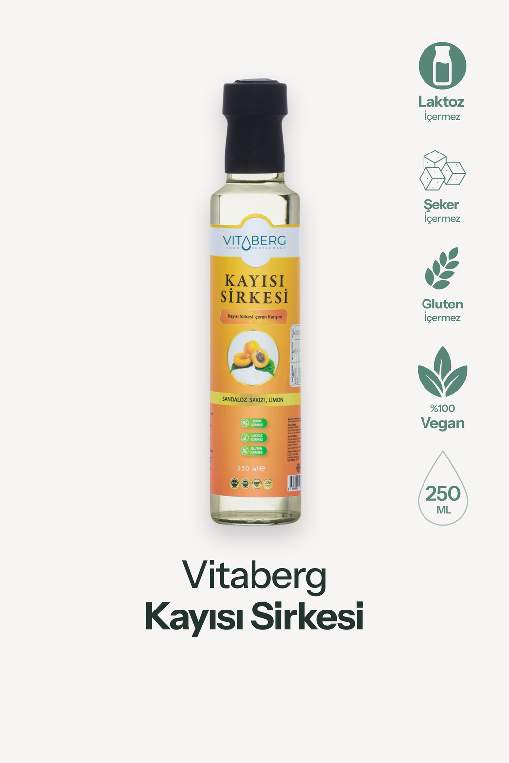 Kayısı Sirkesi | Sandaloz Sakızı ve Limon Ekstrakt İçeren Karışım 250 ml