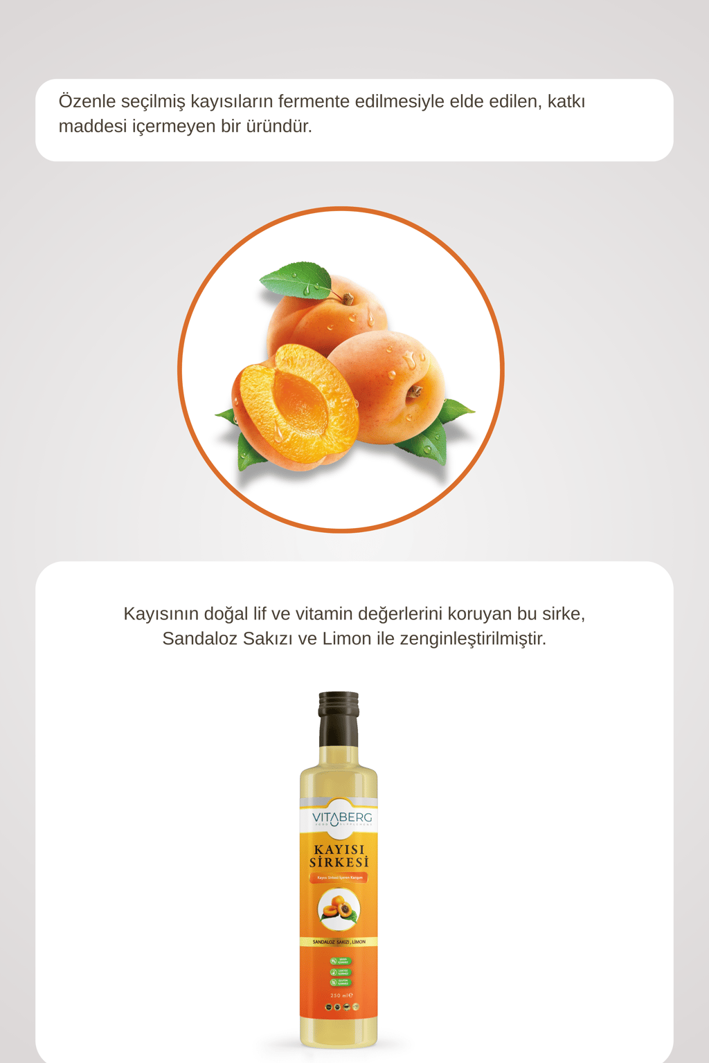 Kayısı Sirkesi | Sandaloz Sakızı ve Limon Ekstrakt İçeren Karışım 250 ml