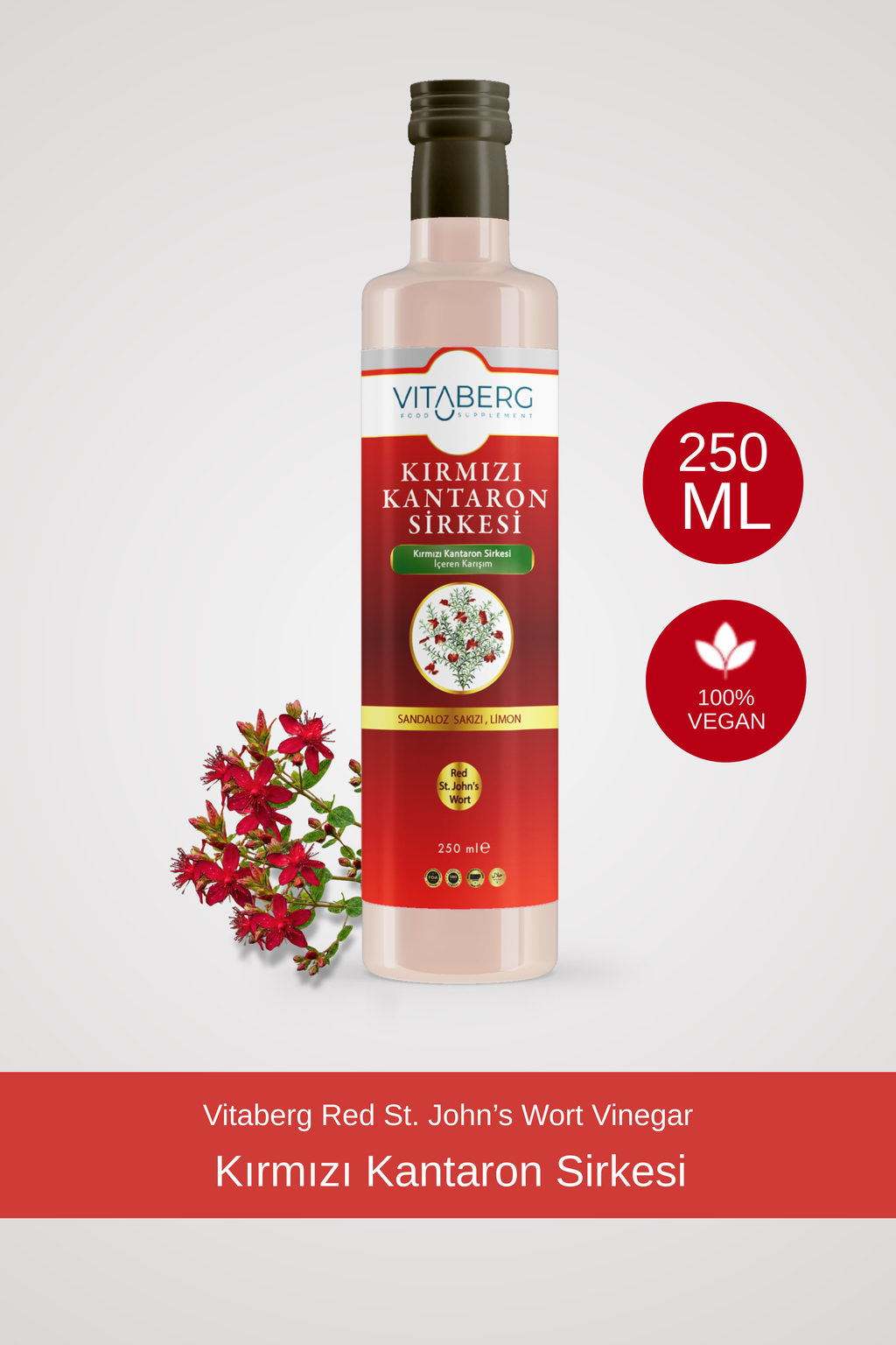 Kırmızı Kantaron ve Bitkisel Ekstrakt İçeren Sirke 250 ml