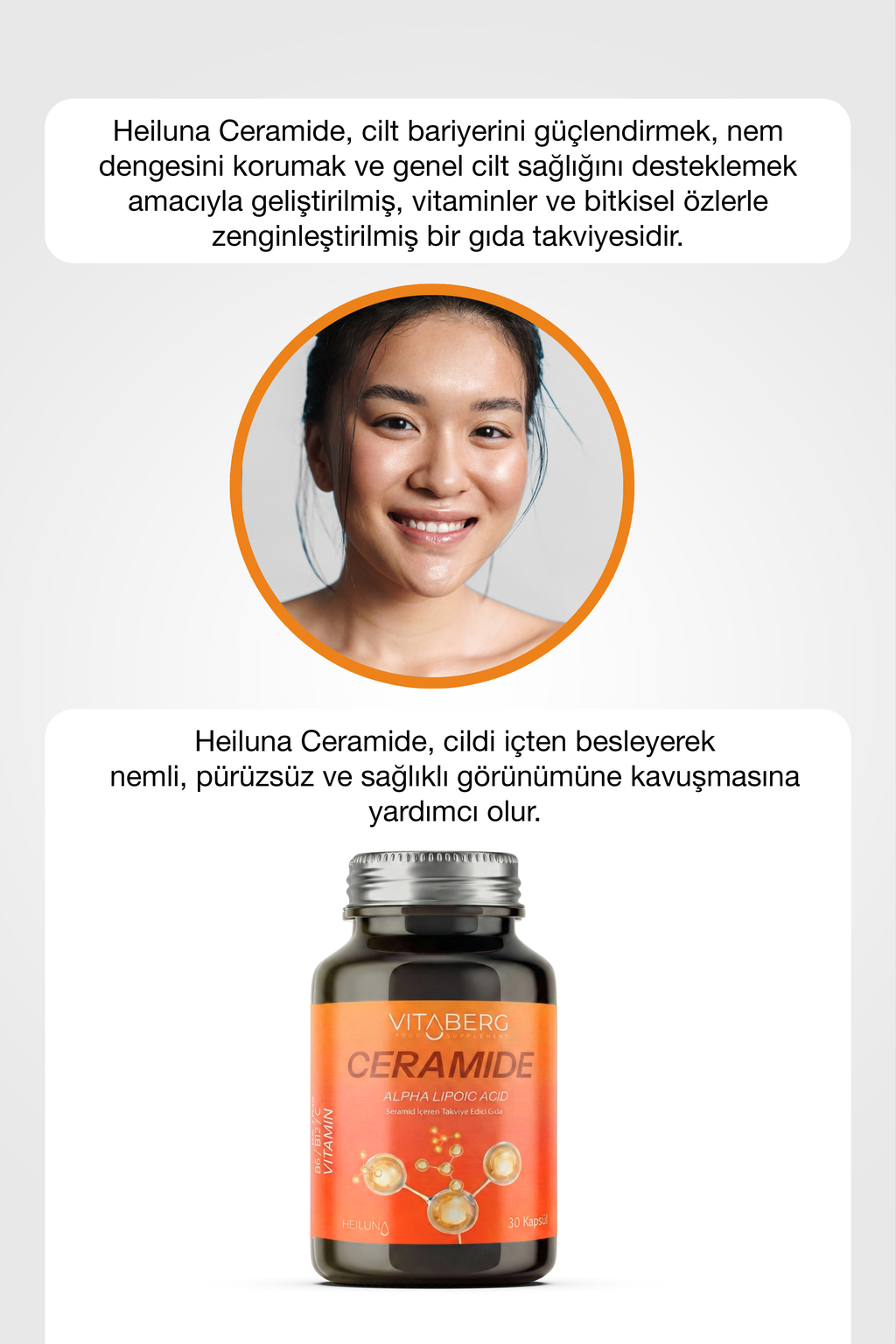 Ceramide 30 Kapsül | Seramid, Alfa Lipoik Asit, Vitamin C, B6 ve B12 | Vegan