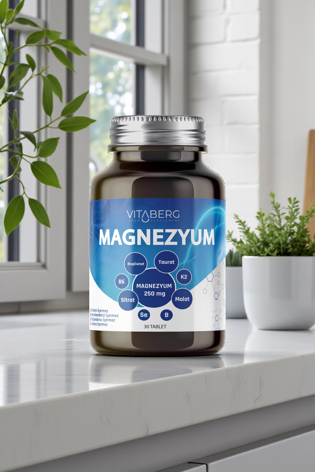 Magnezyum Compleks | Bisglisinat, Taurat, Sitrat, Malat + K2, B6, Bor, Selenyum