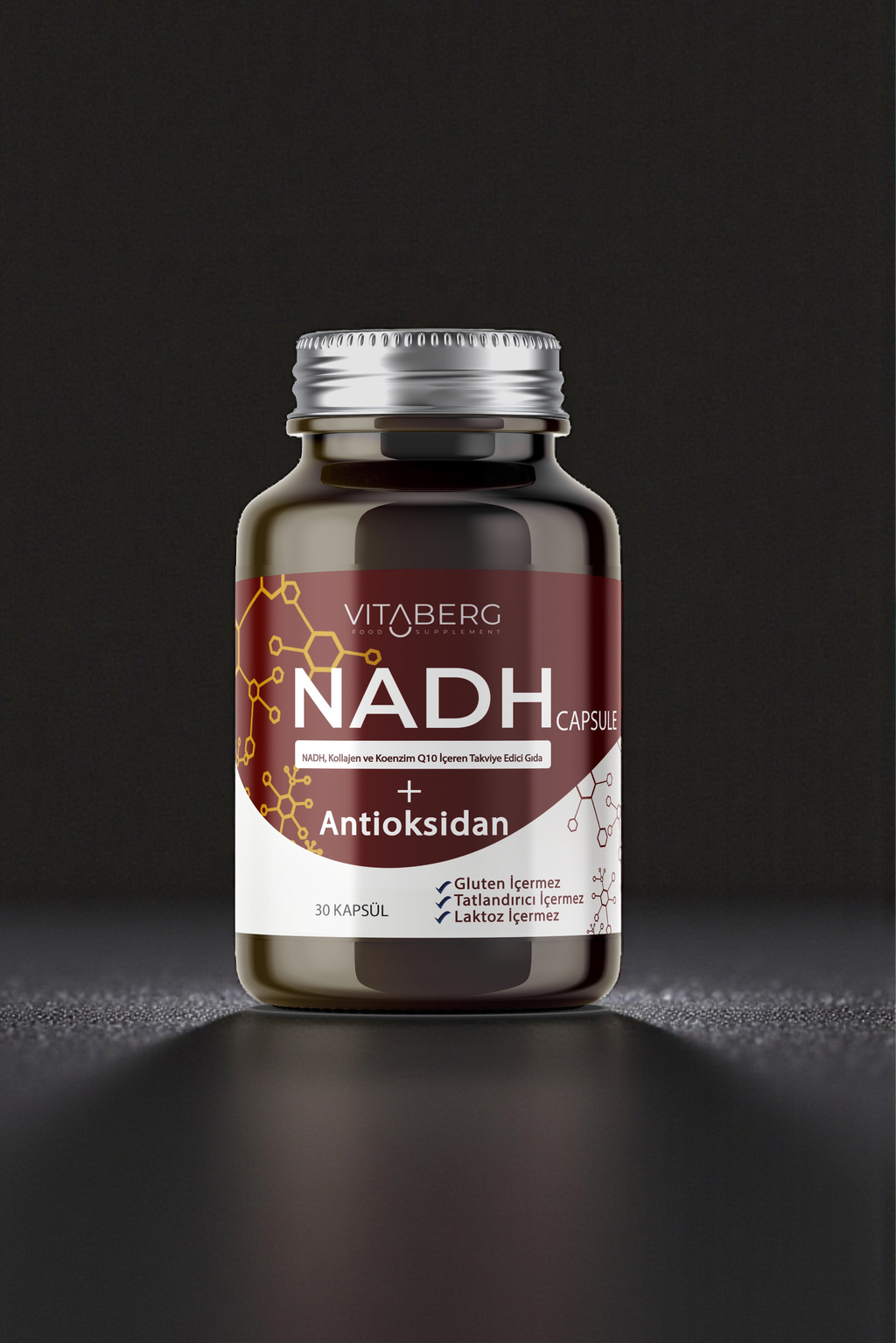 Vitaberg NADH Antioksidan+ | PQQ, Koenzim Q10, Resveratrol, Kolajen Tip II