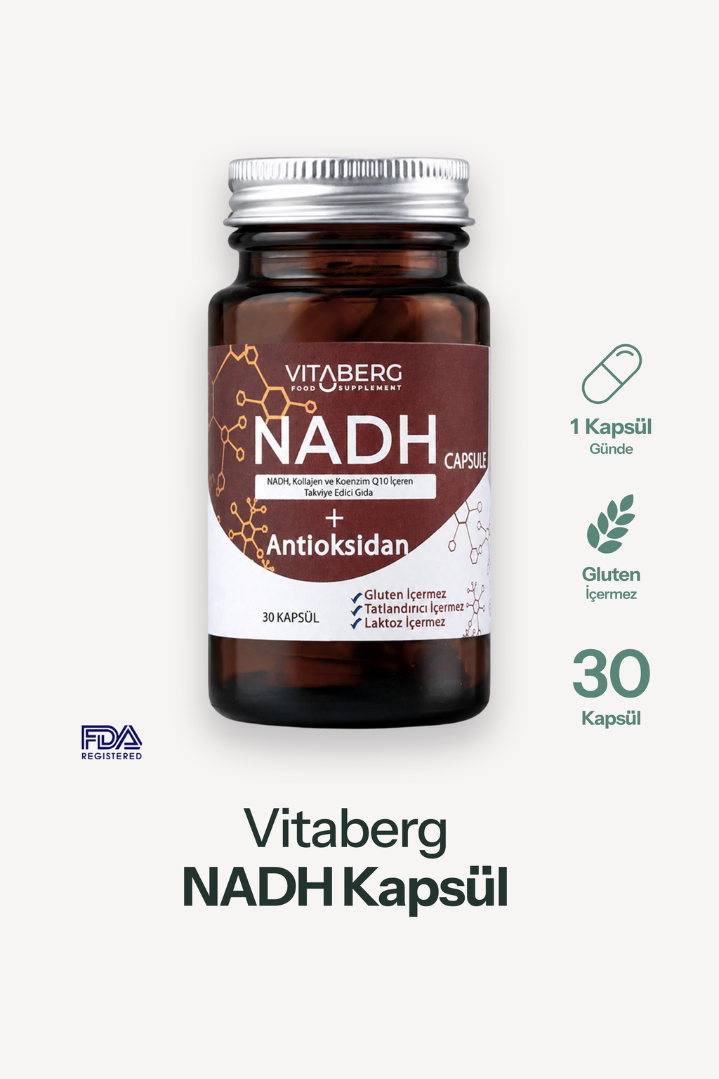 NADH Antioksidan+ | PQQ, Koenzim Q10, Resveratrol, Kolajen Tip II