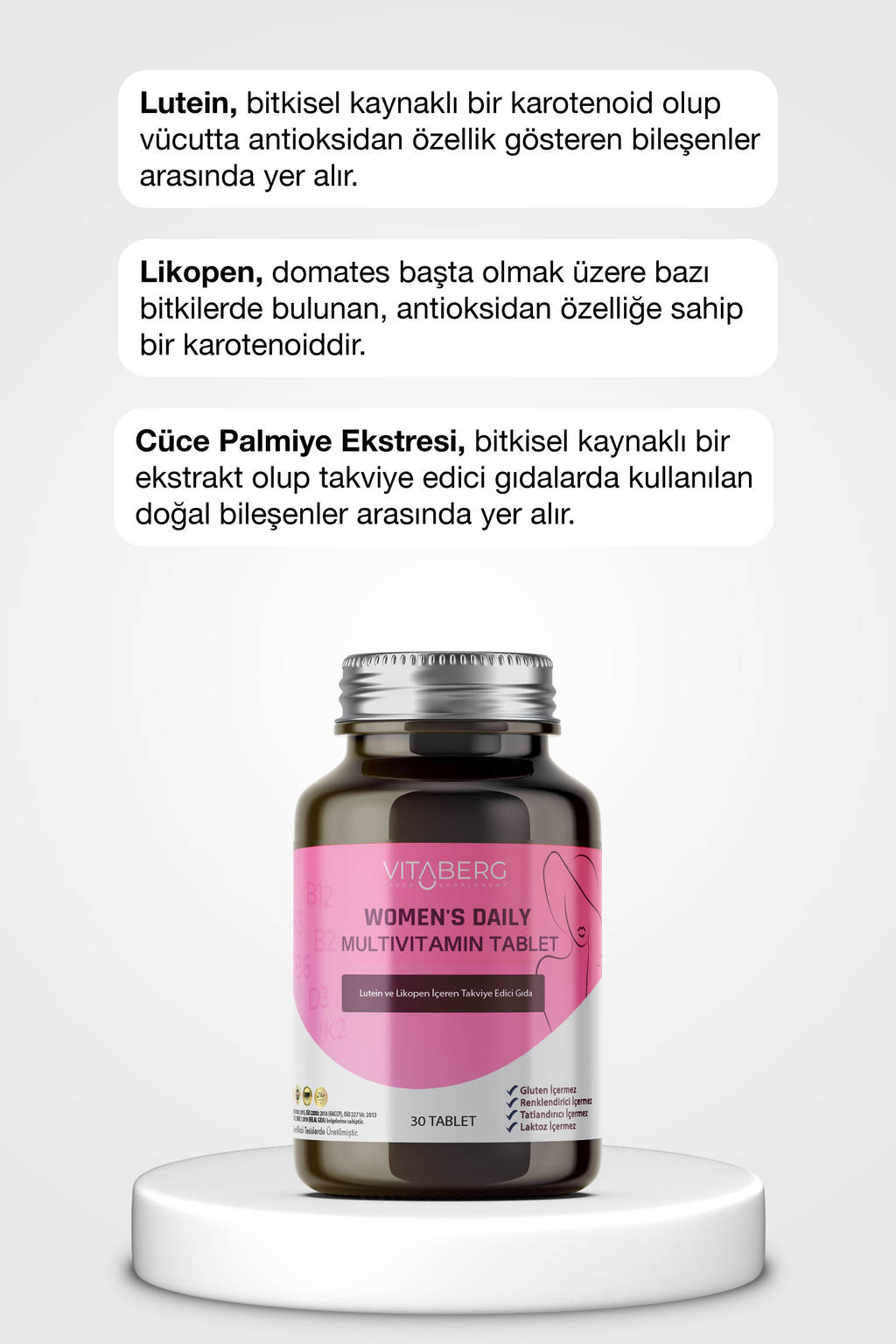 Women’s Daily Multivitamin Tablet | B Vitaminleri, Beta Glukan, Lutein ve Likopen
