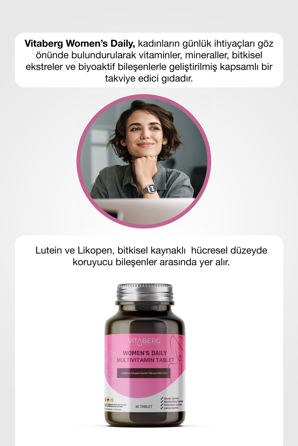 Women’s Daily Multivitamin Tablet | B Vitaminleri, Beta Glukan, Lutein ve Likopen