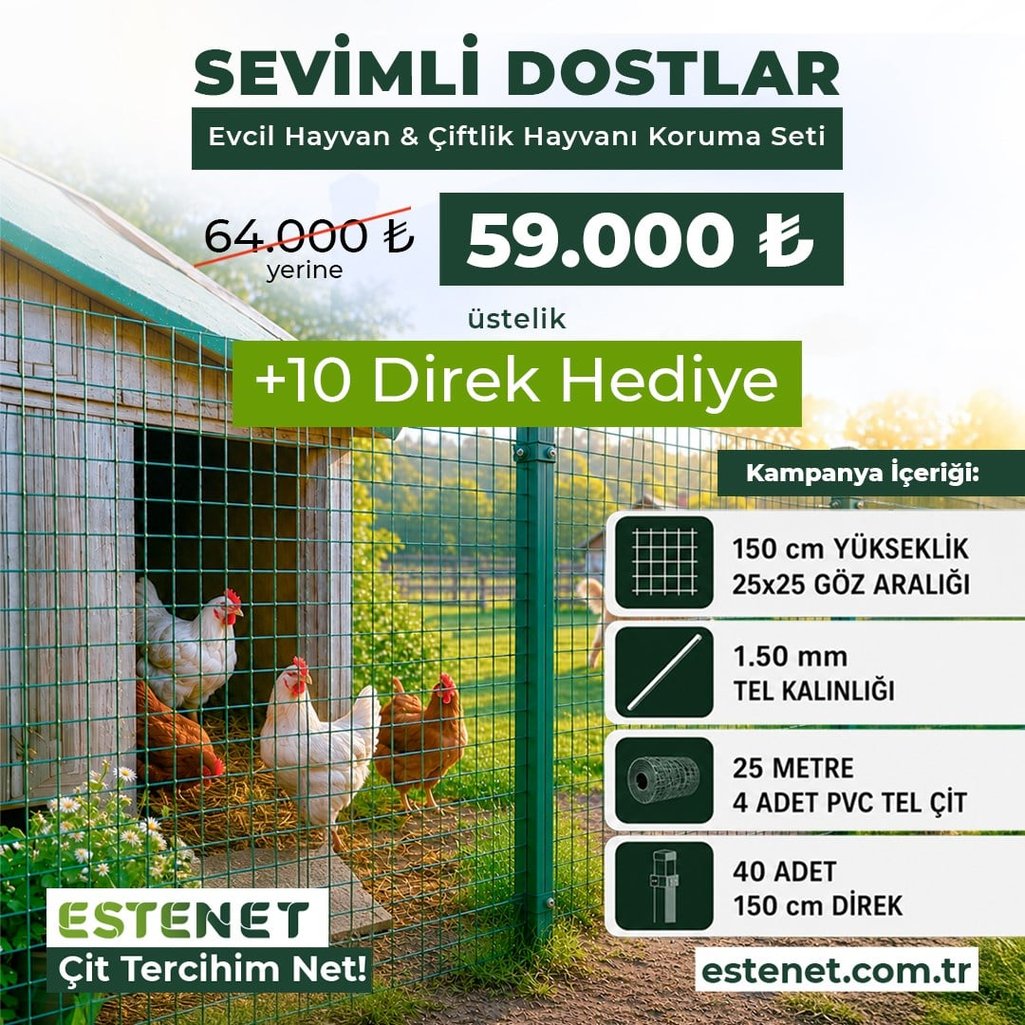 Punta Kaynaklı Tel Çit Paketi - Evcil veya Kümes Hayvanı Çiti