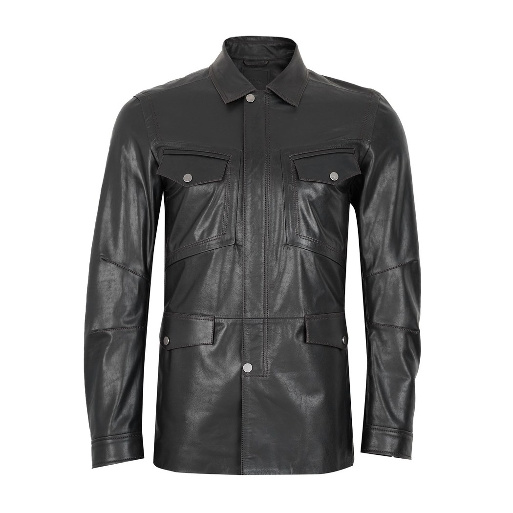 Briton Koyu Kahve Erkek Deri Mont