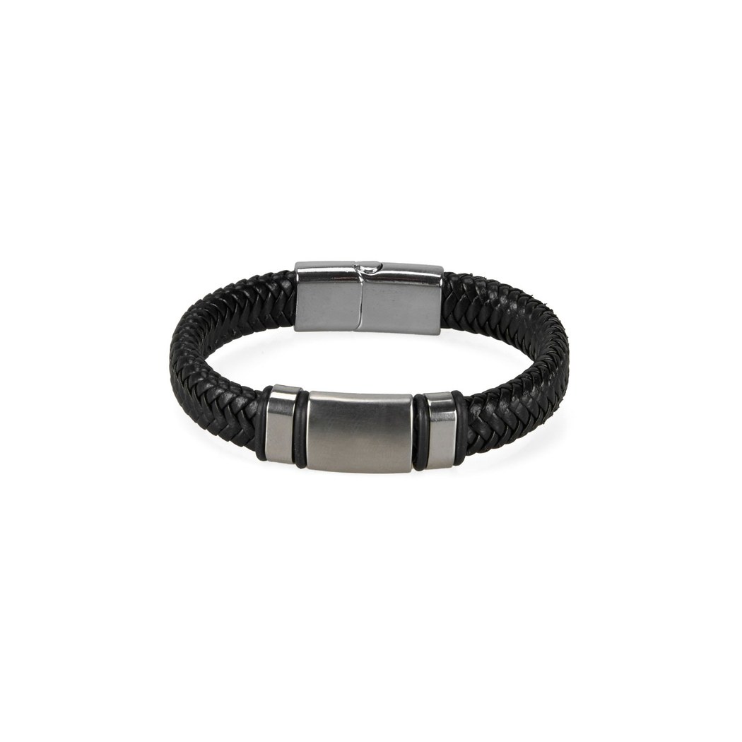 Erkek Deri Çelik Figürlü Bileklik