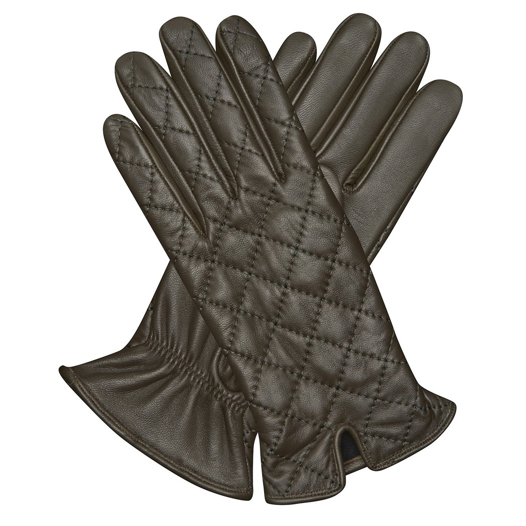 Haki Kadın Kapitone Deri Eldiven