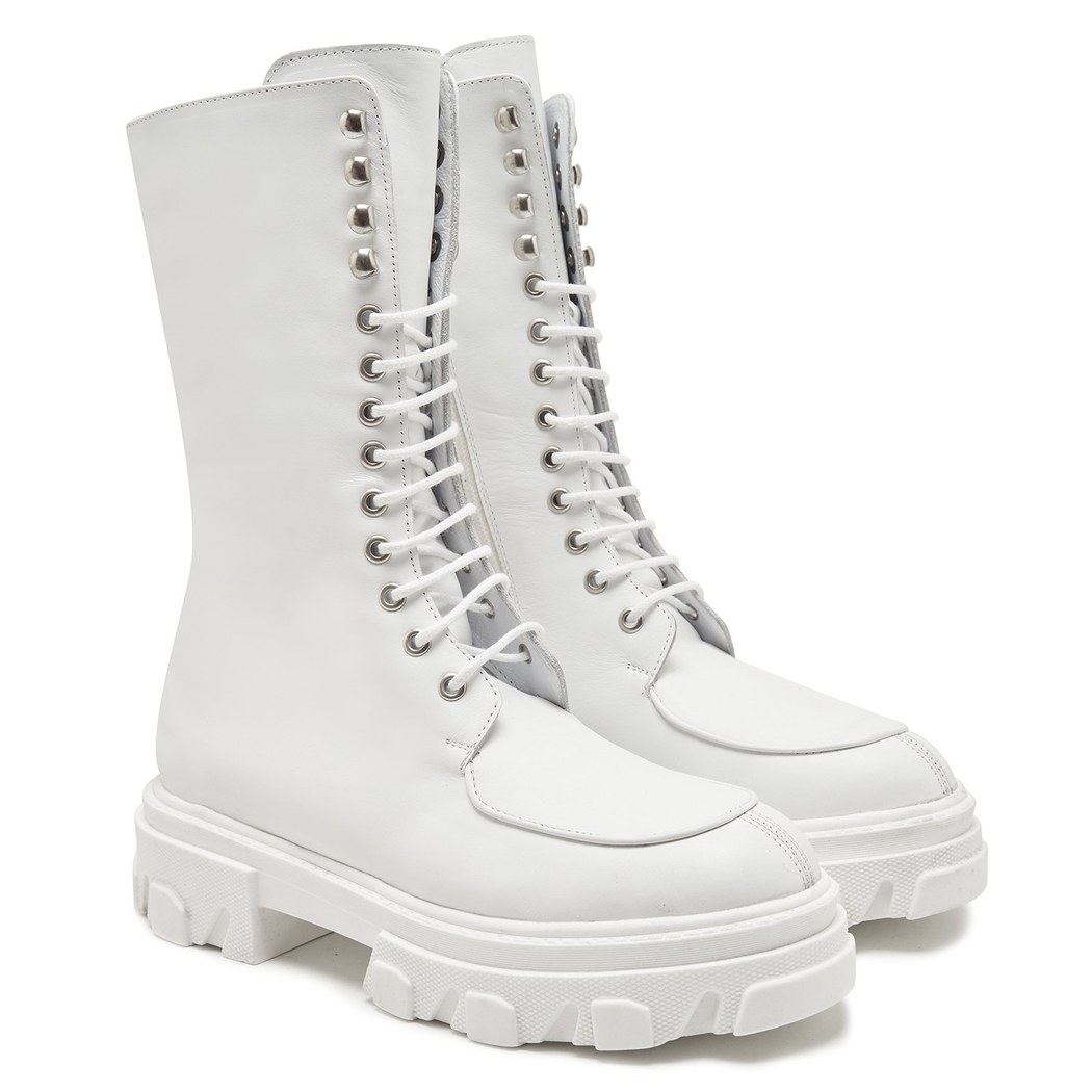 Kadın Beyaz Deri Bot