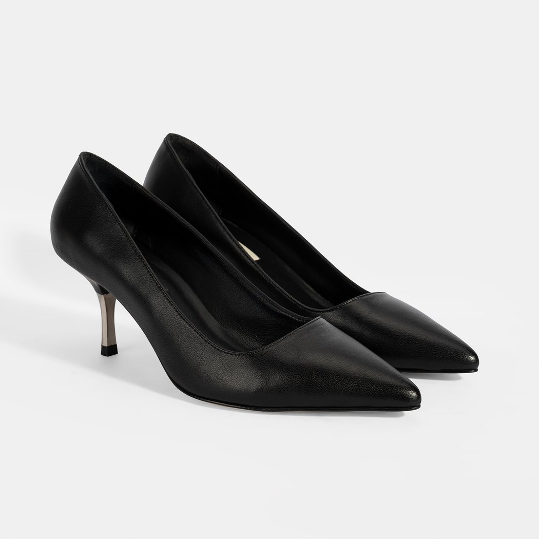 Kadın Siyah Deri Stiletto