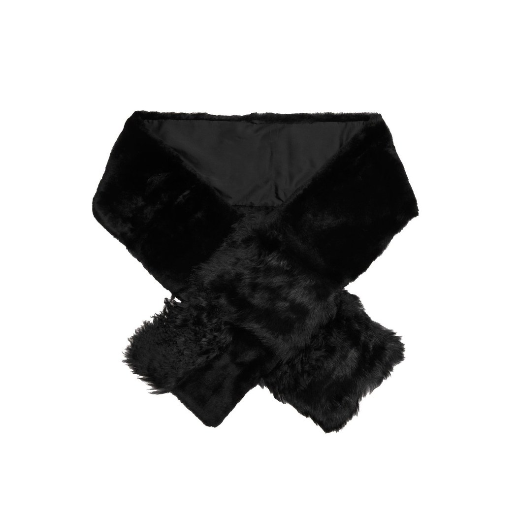 Kadın Siyah Kürk Şal Yaka