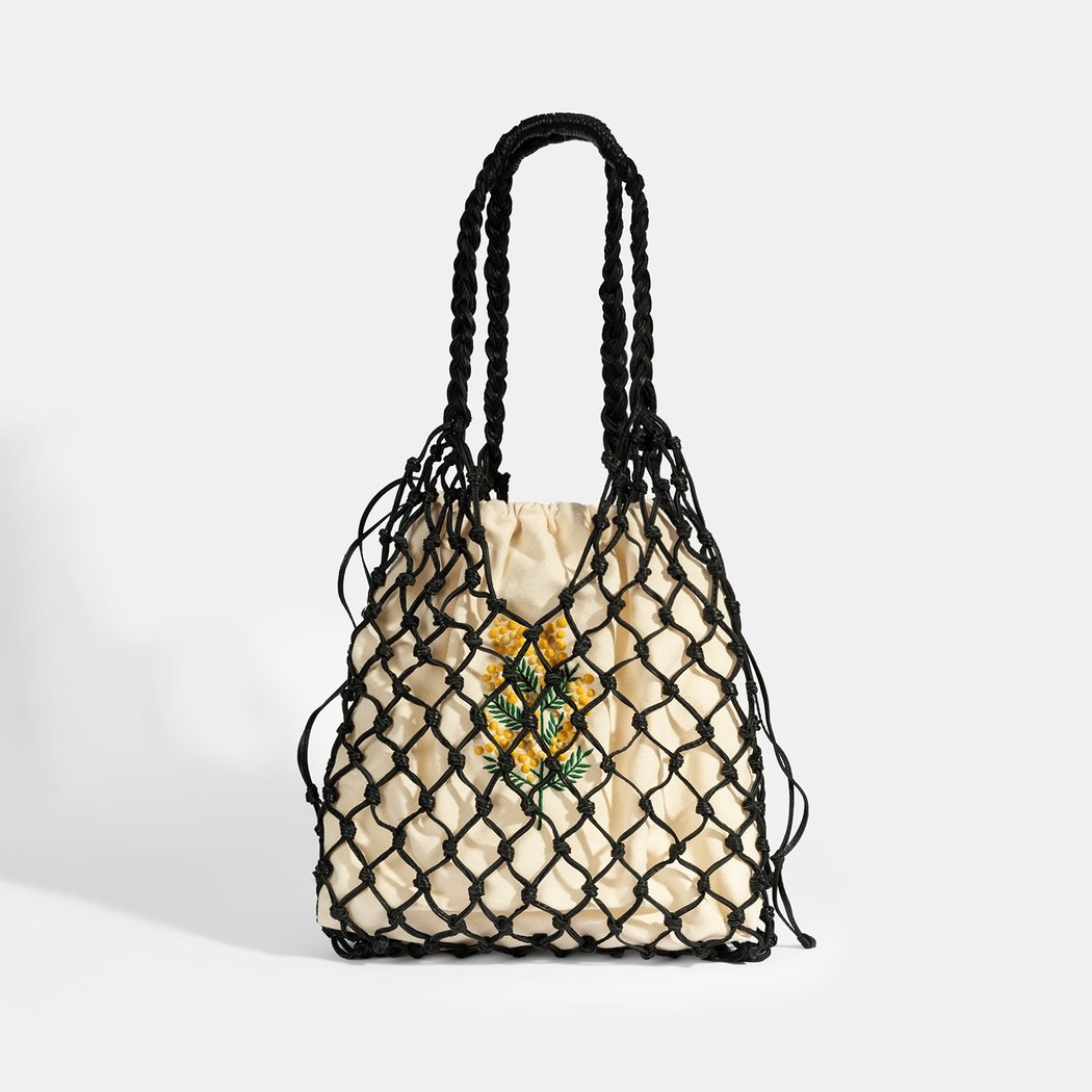 KEDV Mimozalı Deri Örgü Çanta